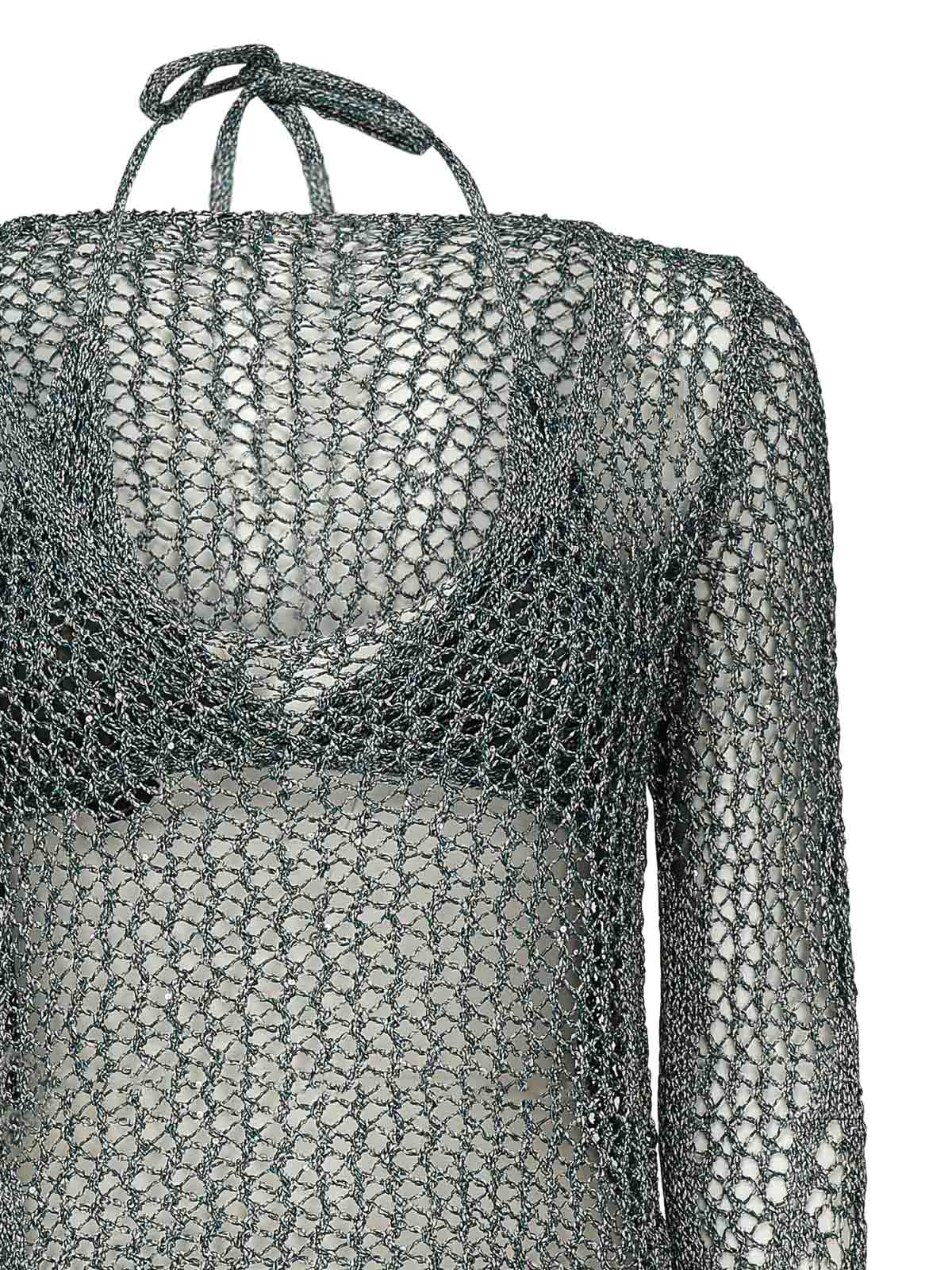 Pinko Mesh Bikini Top In Gray