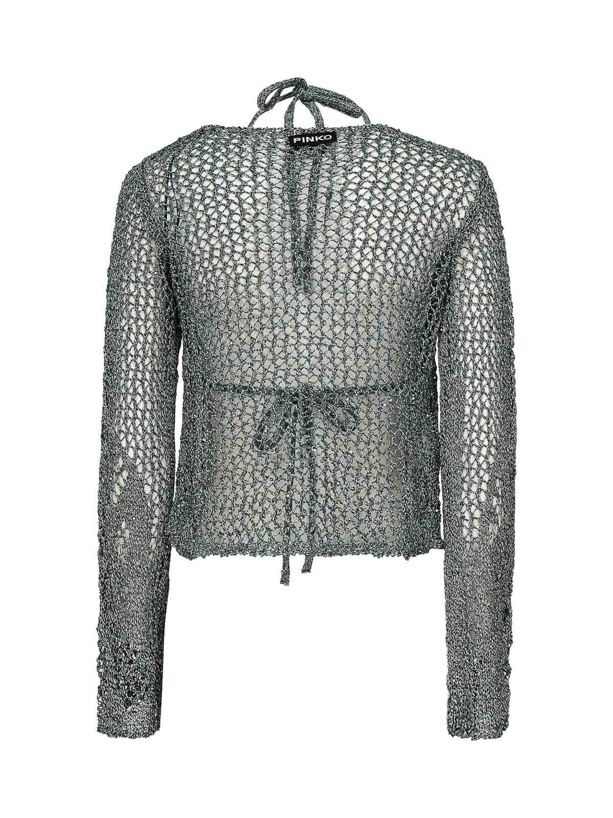 Pinko Mesh Bikini Top In Gray