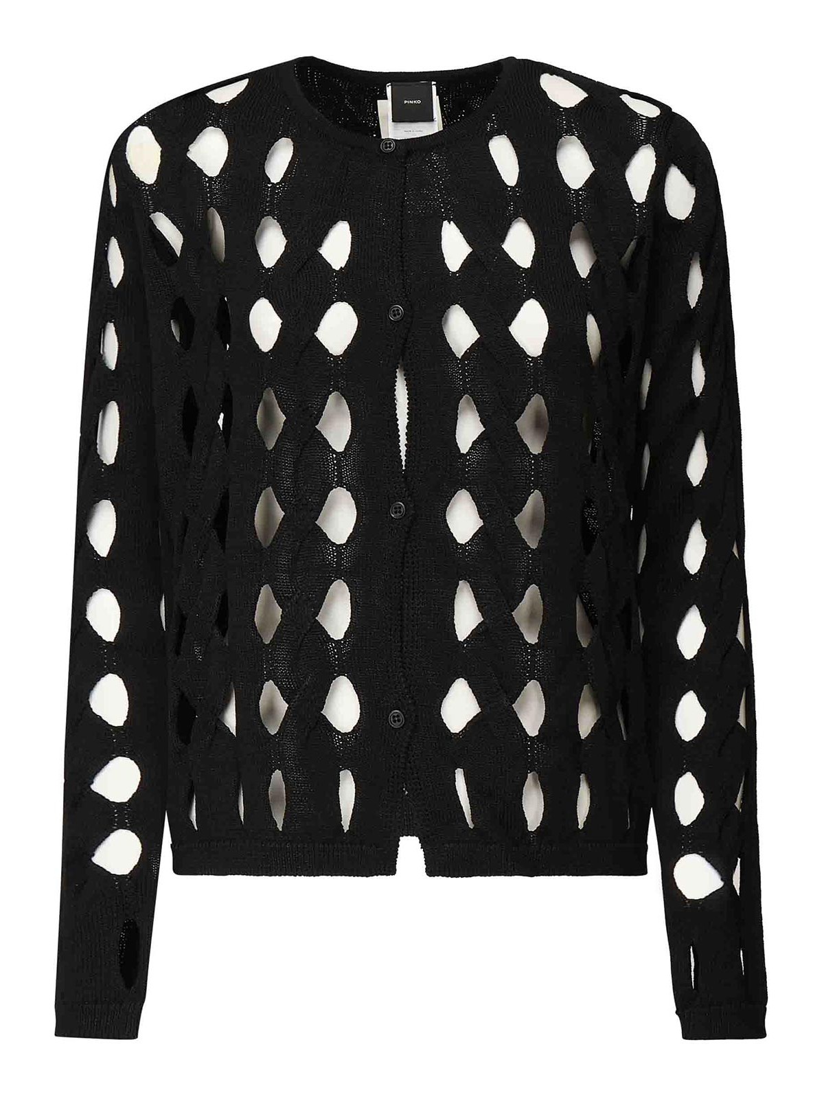 Pinko Openwork Knit Cardigan In Black