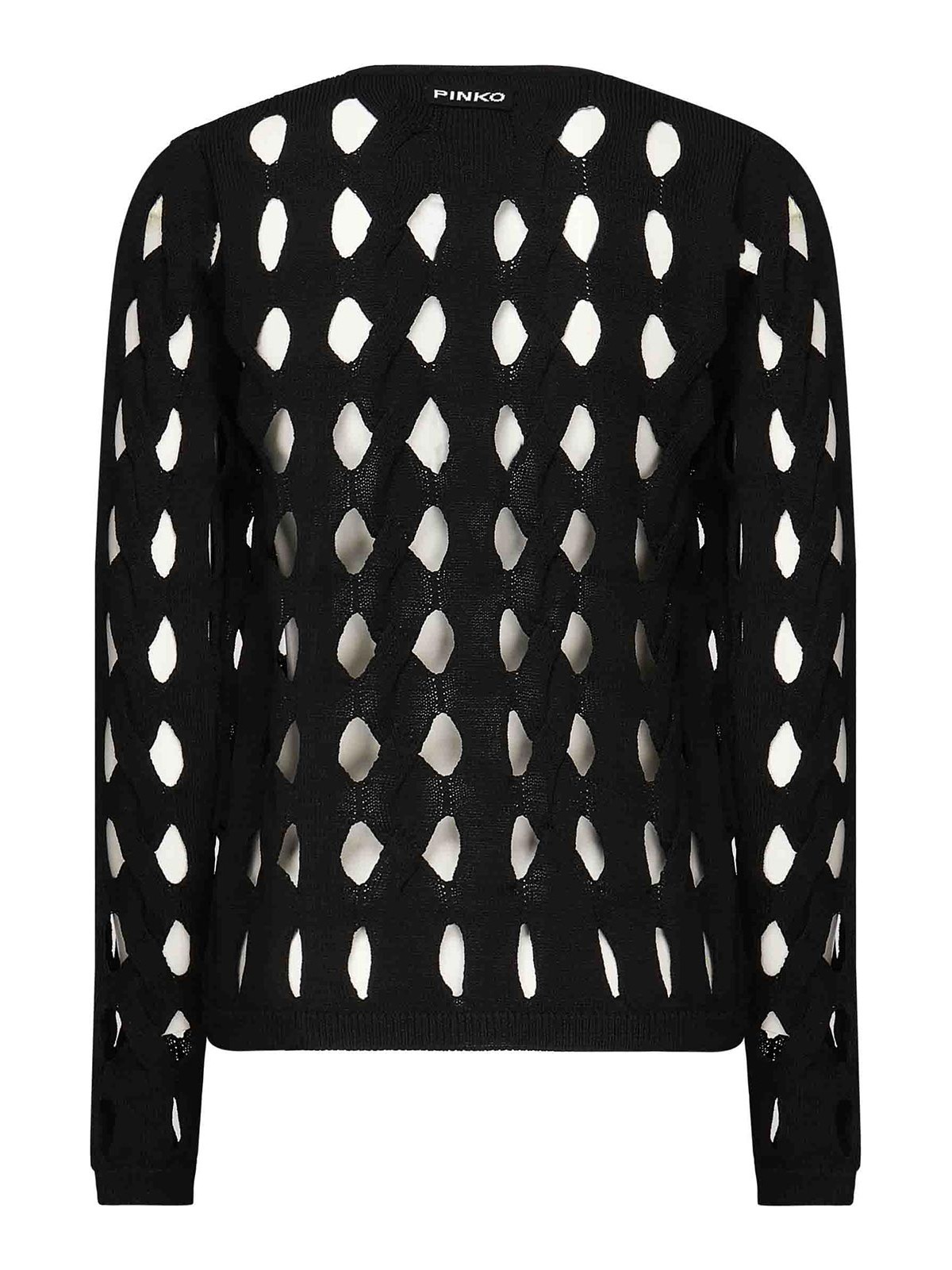Pinko Openwork Knit Cardigan In Black