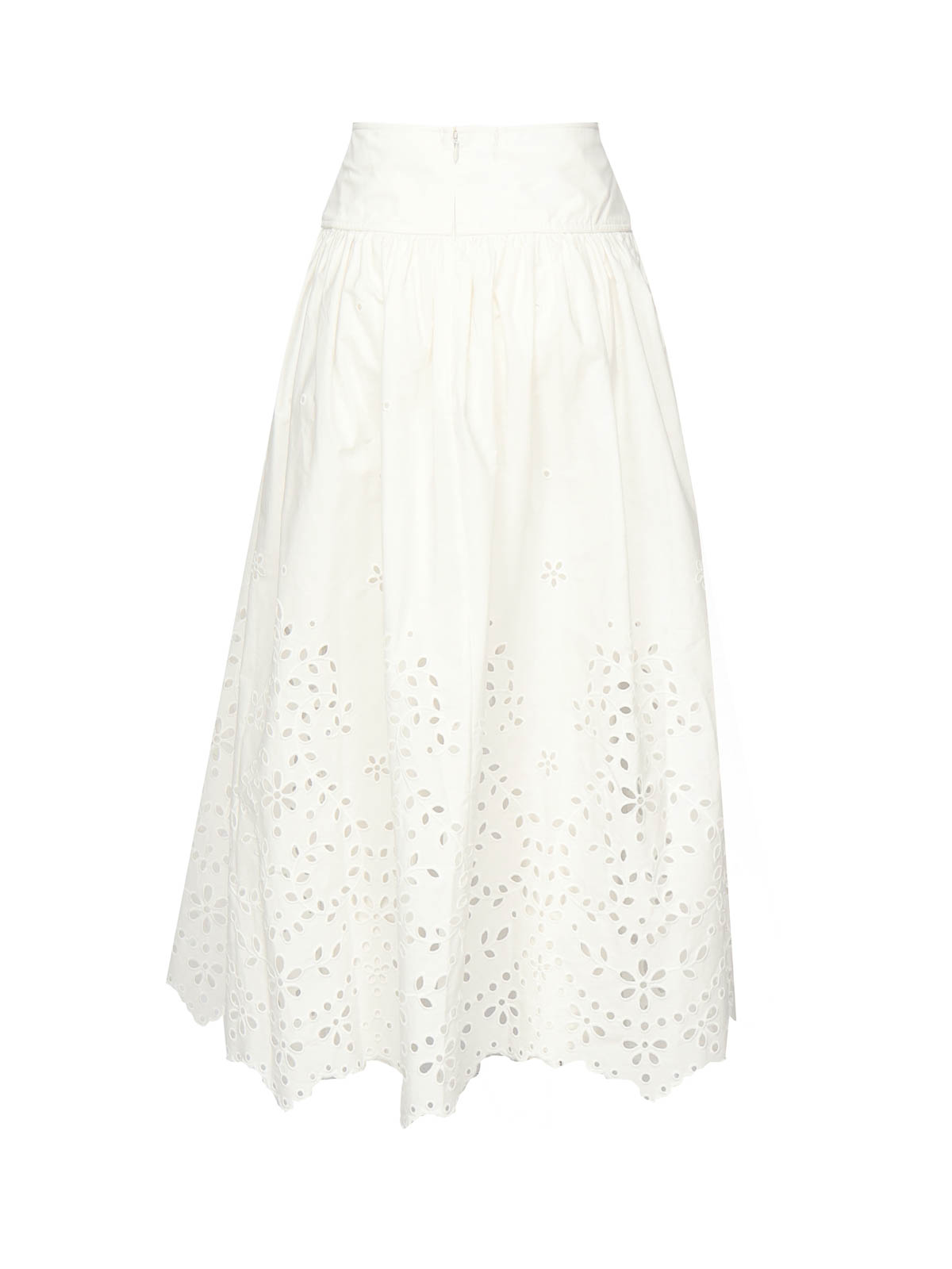 Self-portrait Embroidered Lace Midi Skirt In White