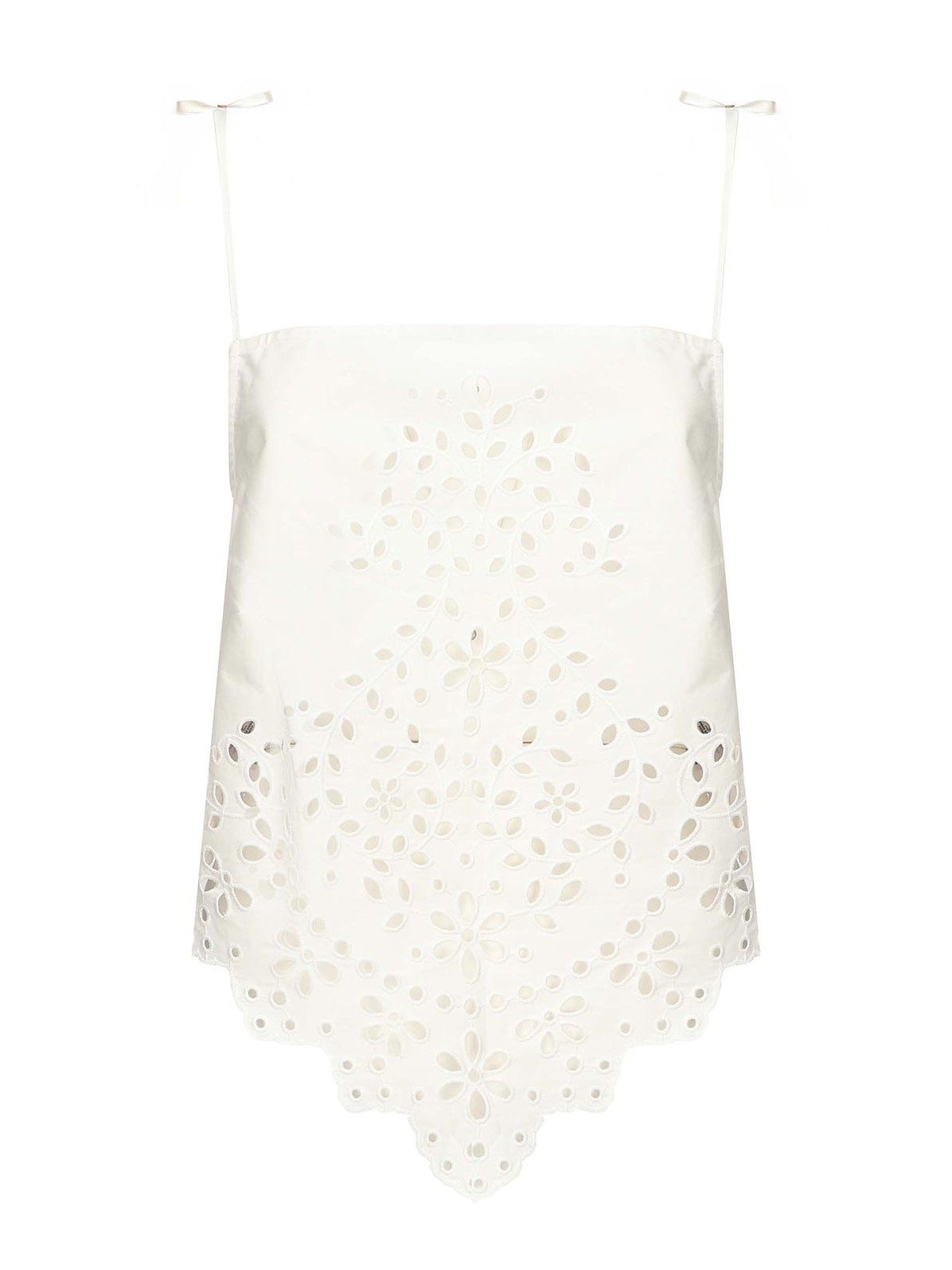 Self-portrait Cotton Embroidered Top In White