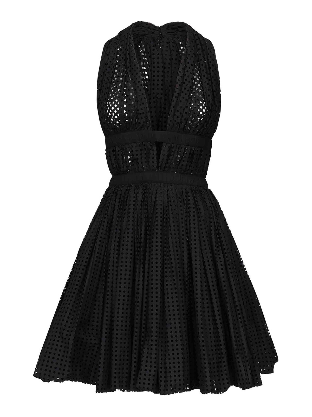 Alaïa Perforated Poplin Mini Dress In Black