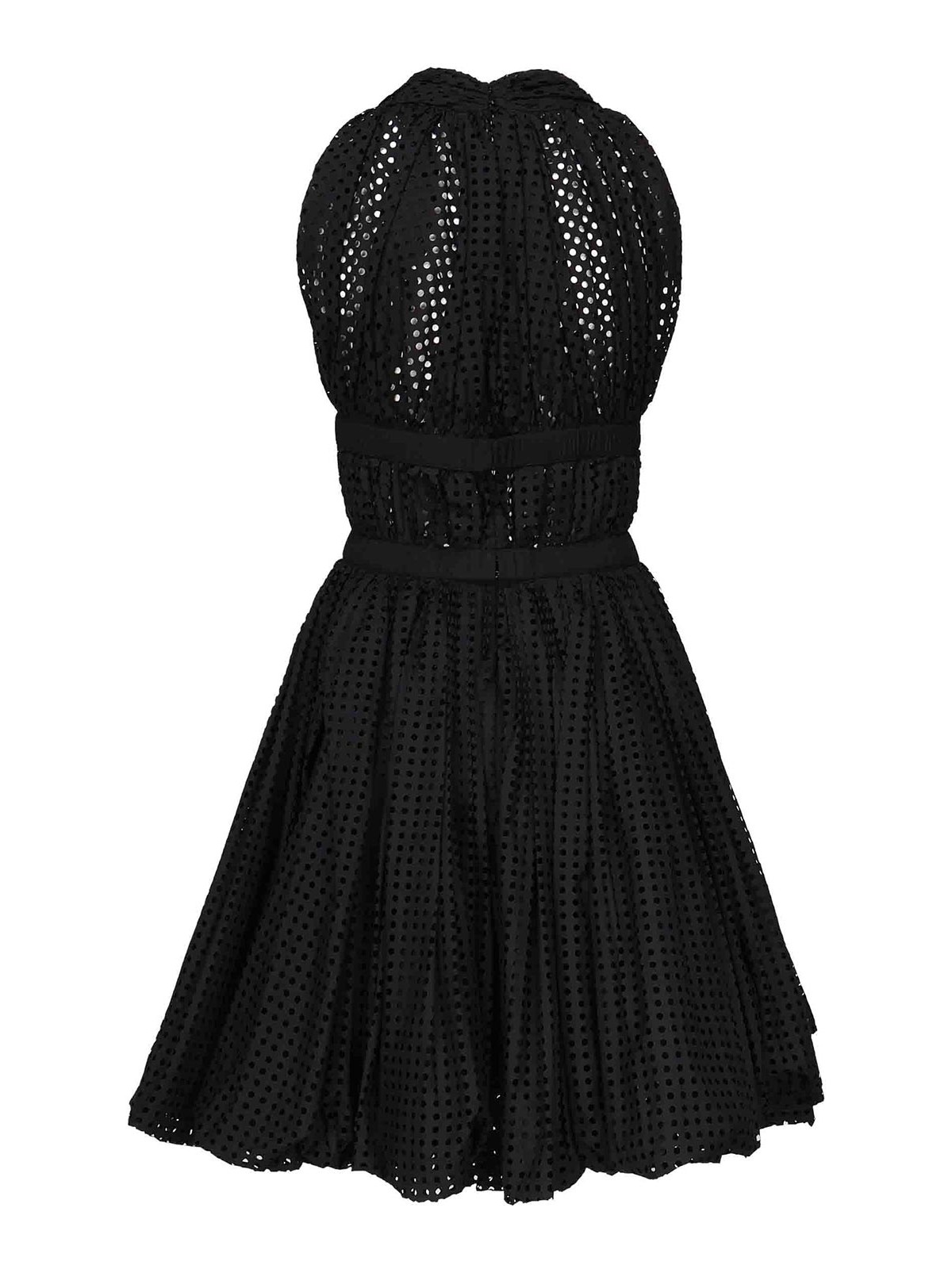 Alaïa Perforated Poplin Mini Dress In Black