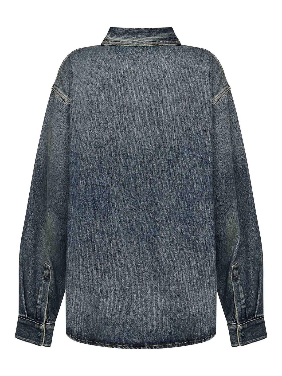 Balenciaga Cotton Shirt With Chest Pocket In Blue