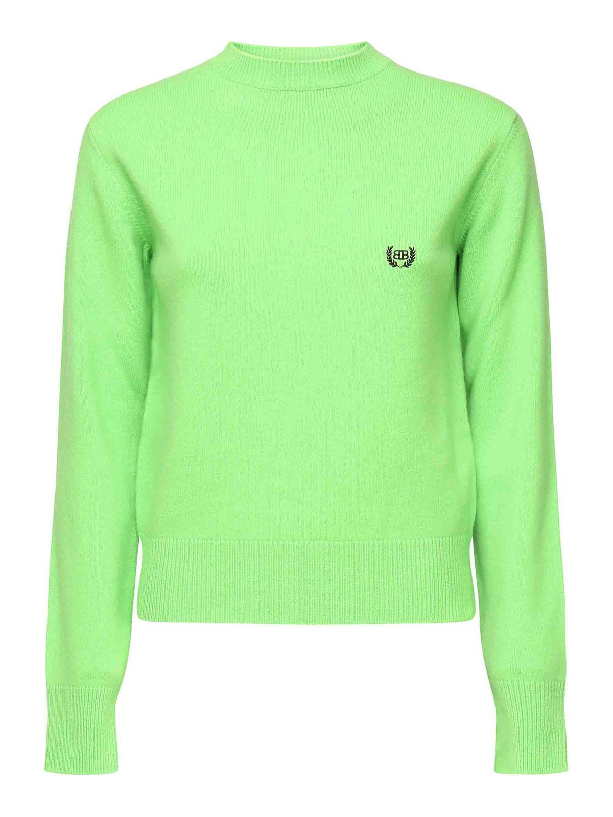 Balenciaga Crewneck Sweater With Logo In Yellow