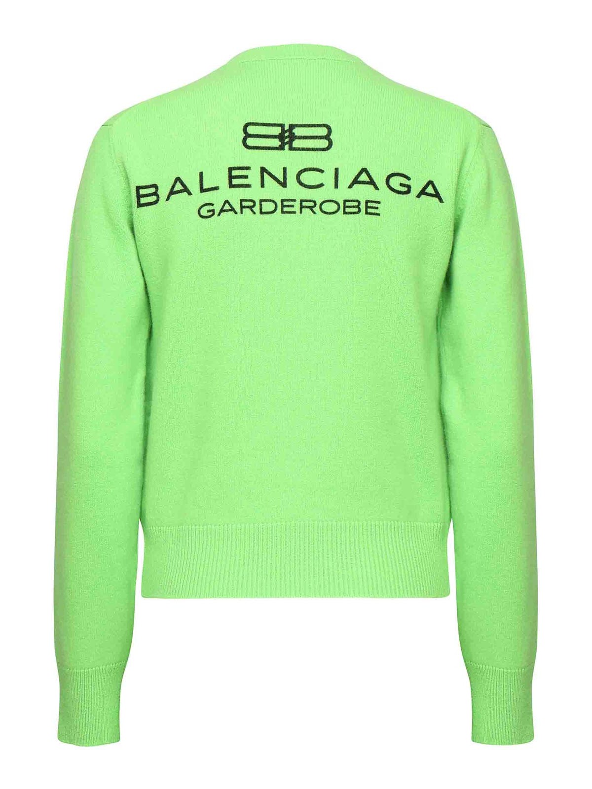 Balenciaga Crewneck Sweater With Logo In Yellow