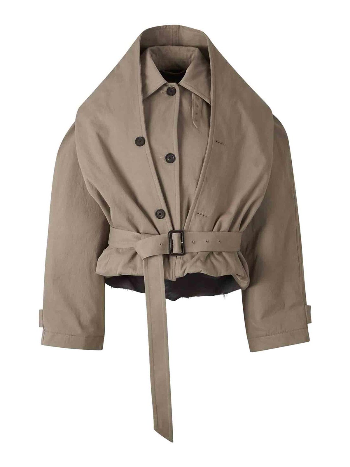 Balenciaga Cotton Twill Reverse Hooded Trench Coat In Sand