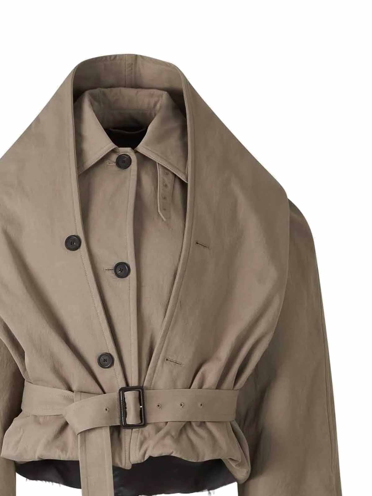 Balenciaga Cotton Twill Reverse Hooded Trench Coat In Sand