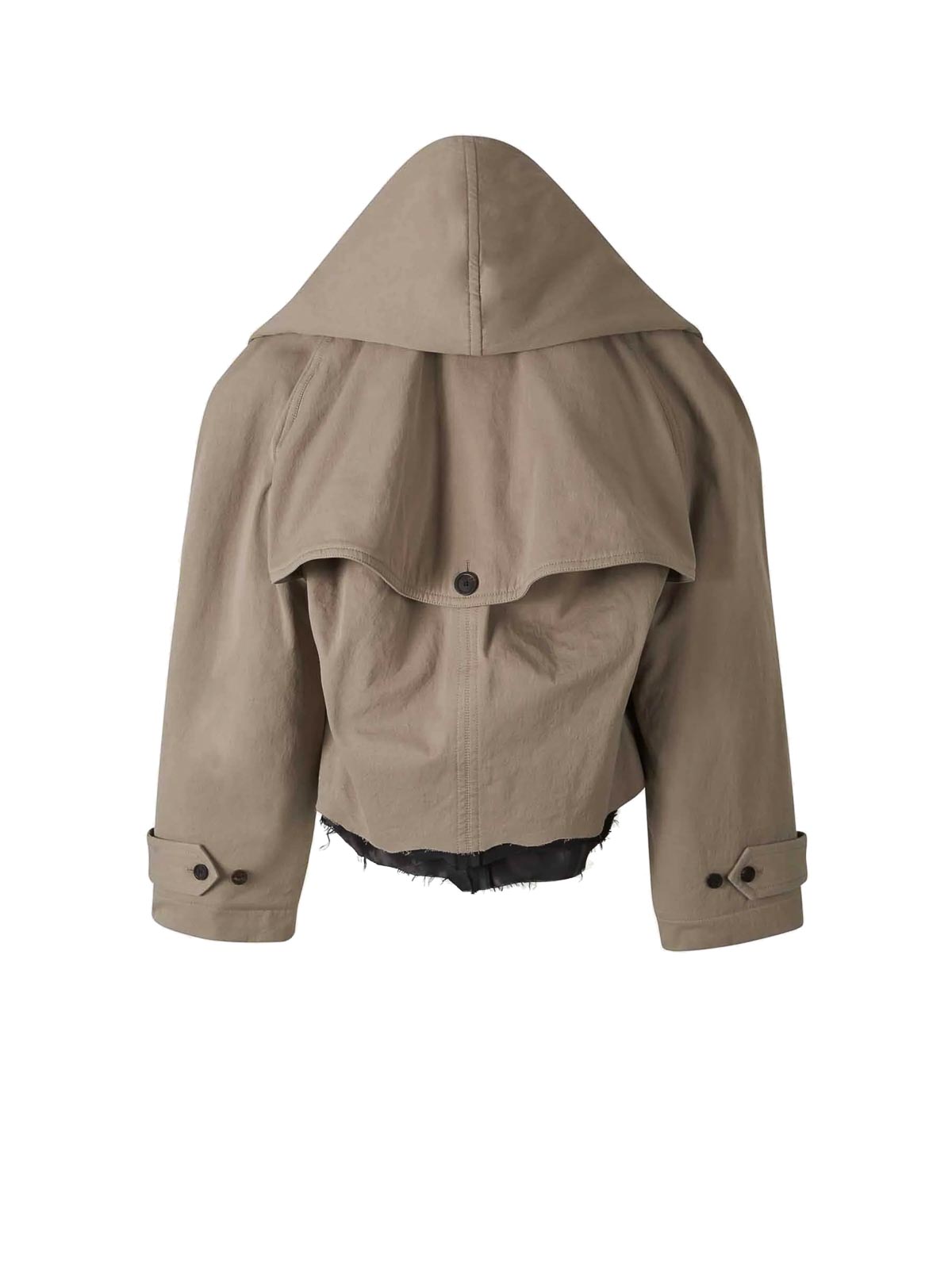Balenciaga Cotton Twill Reverse Hooded Trench Coat In Sand