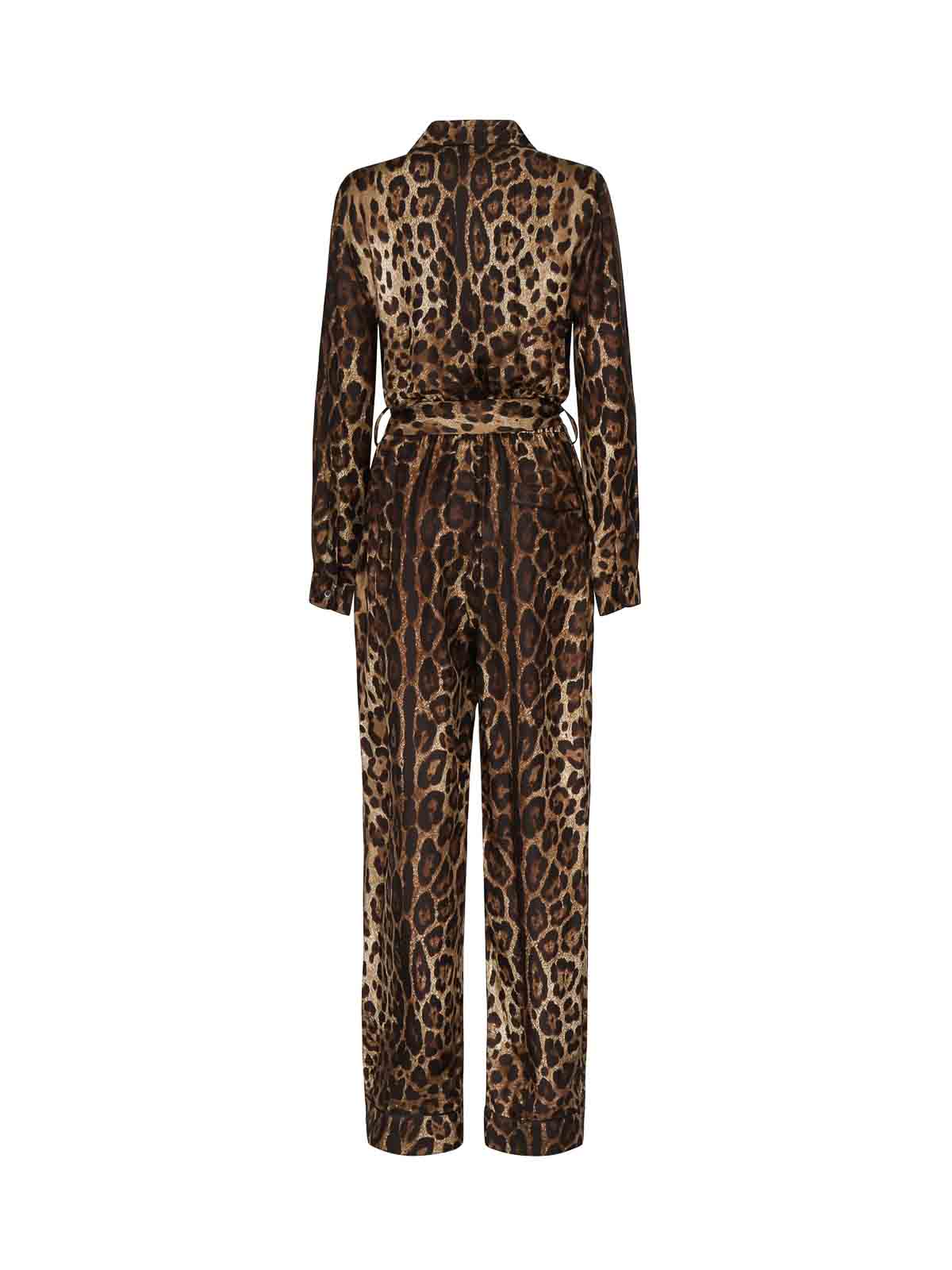 Dolce & Gabbana Silk Twill Pajama Suit In Brown
