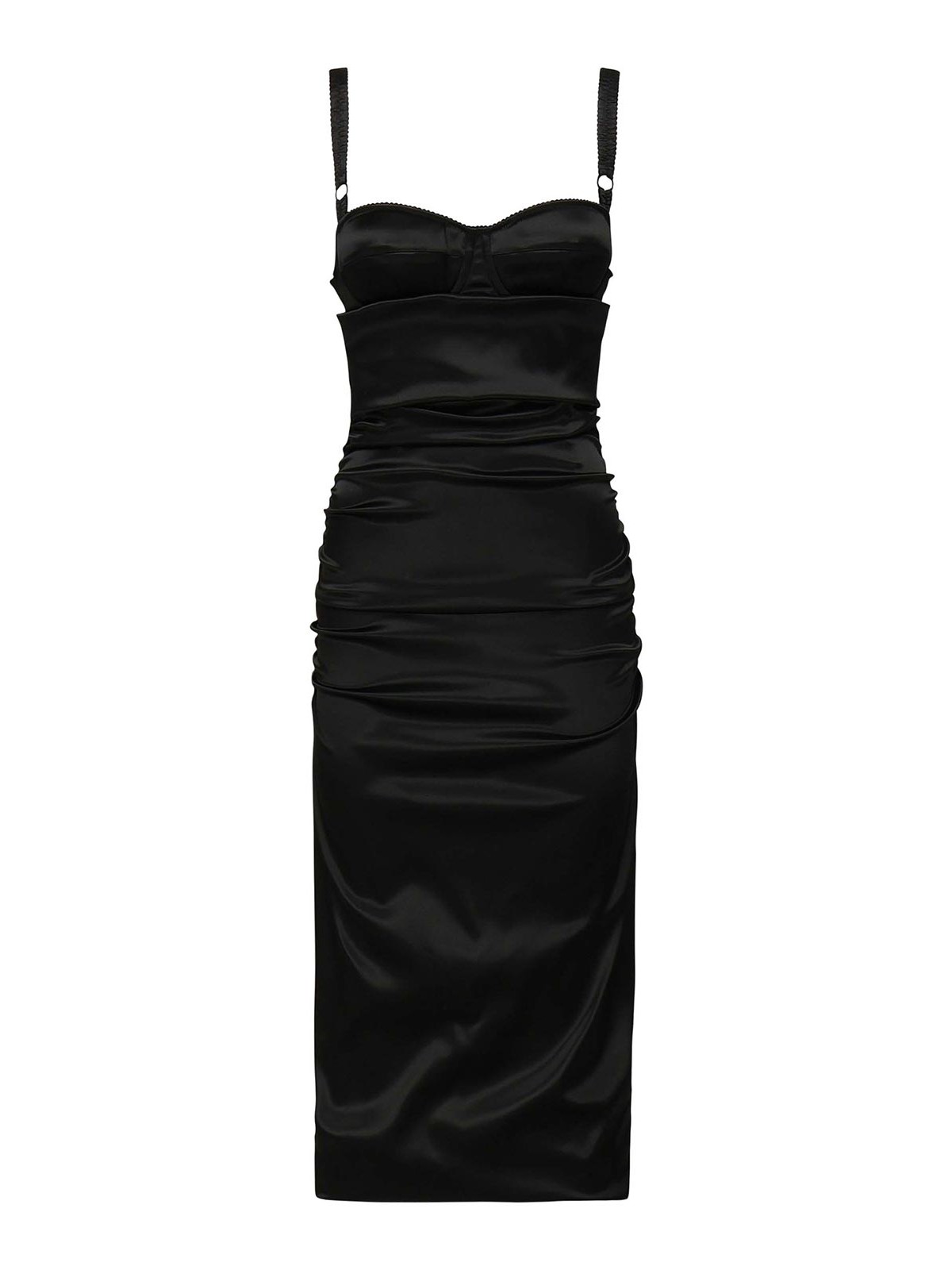Dolce & Gabbana Silk Blend Dress Spaghetti Straps In Black
