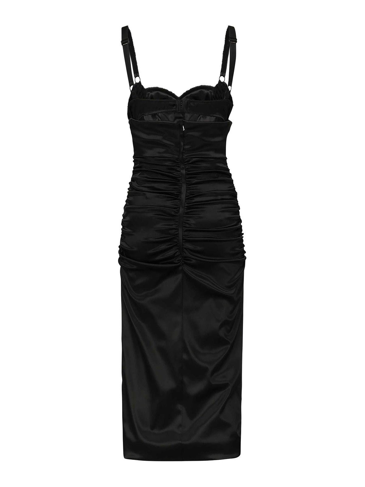 Dolce & Gabbana Silk Blend Dress Spaghetti Straps In Black