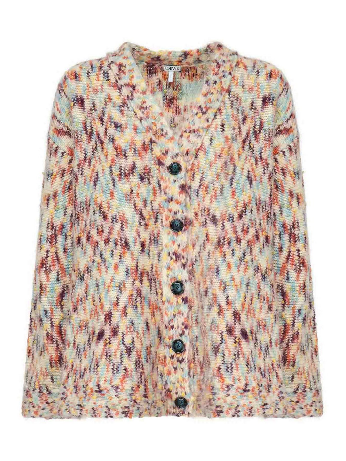 Loewe Mohair And Wool Blend Cardigan In Multi