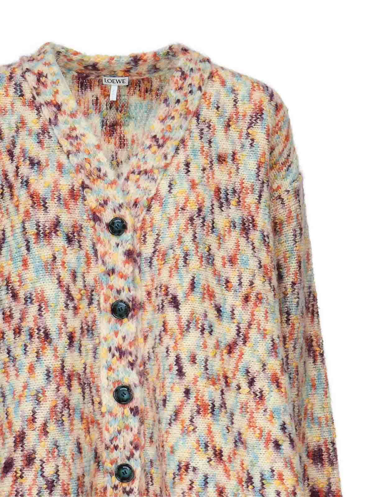 Loewe Mohair And Wool Blend Cardigan In Multi