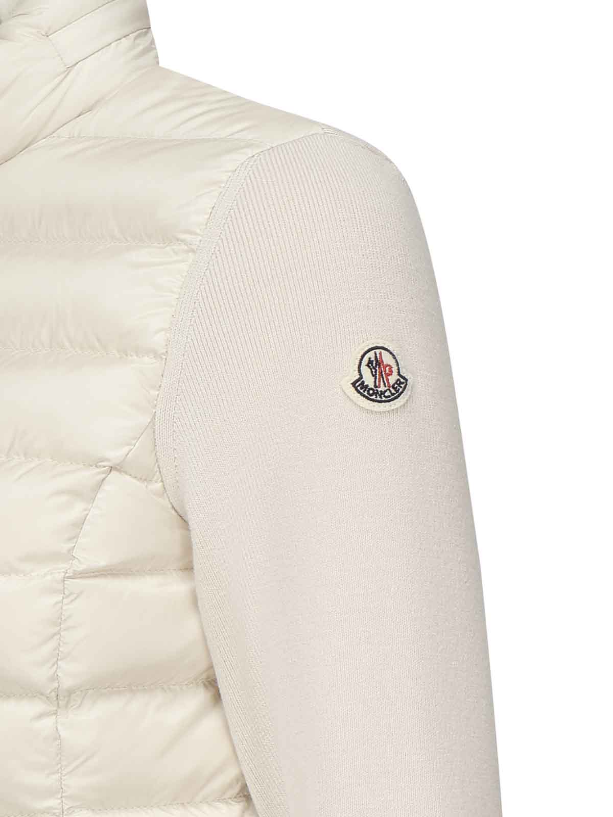 Moncler Padded Wool Cardigan With Zip In Sand