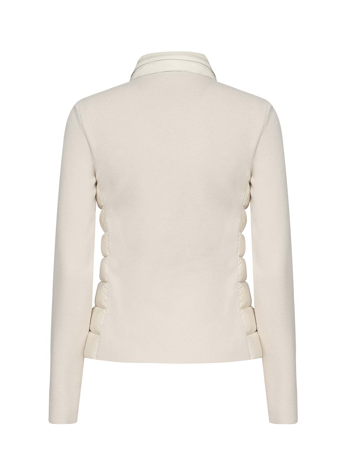 Moncler Padded Wool Cardigan With Zip In Sand