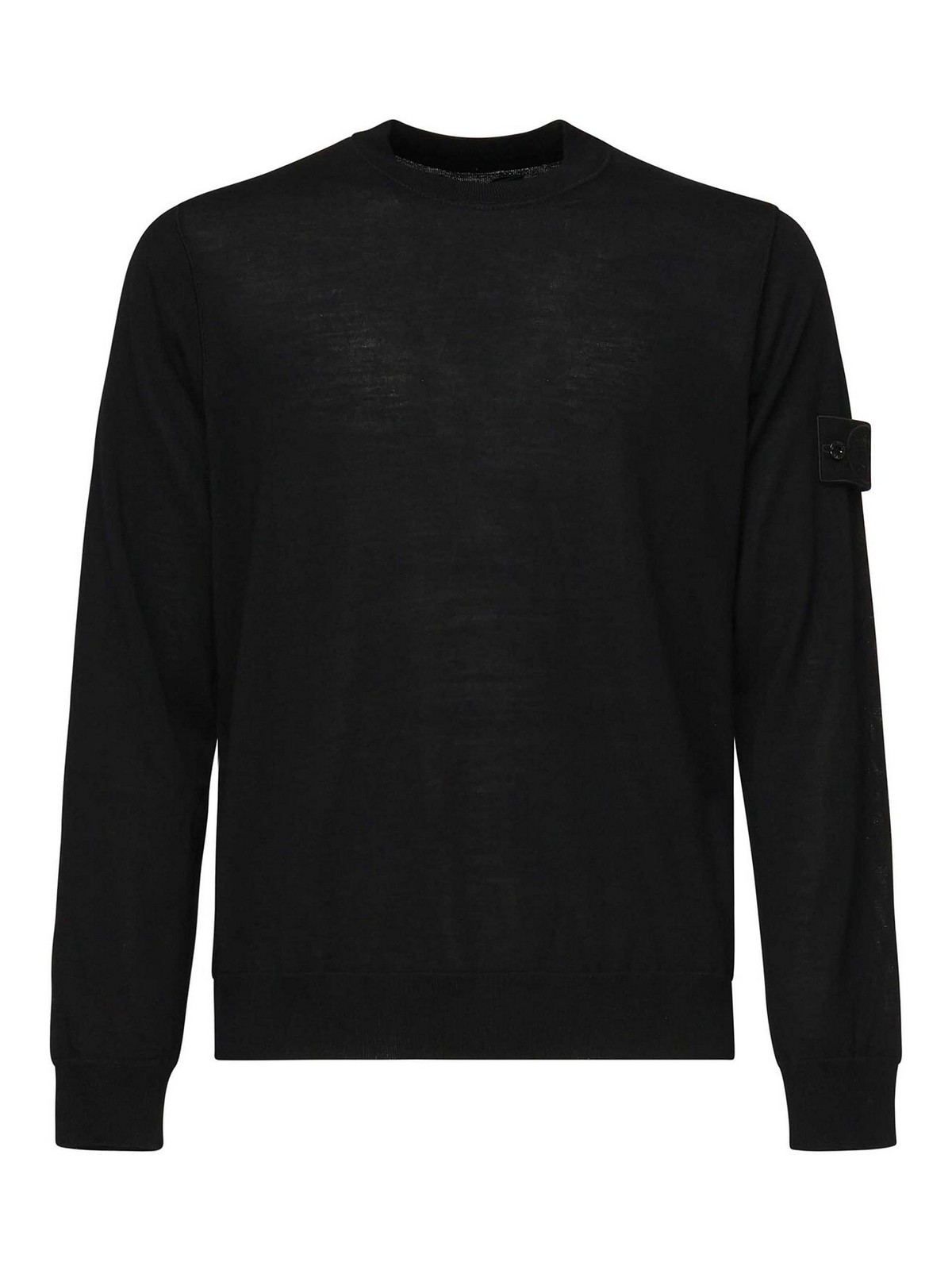 Stone Island Blue Virgin Wool Crewneck Sweater In Black