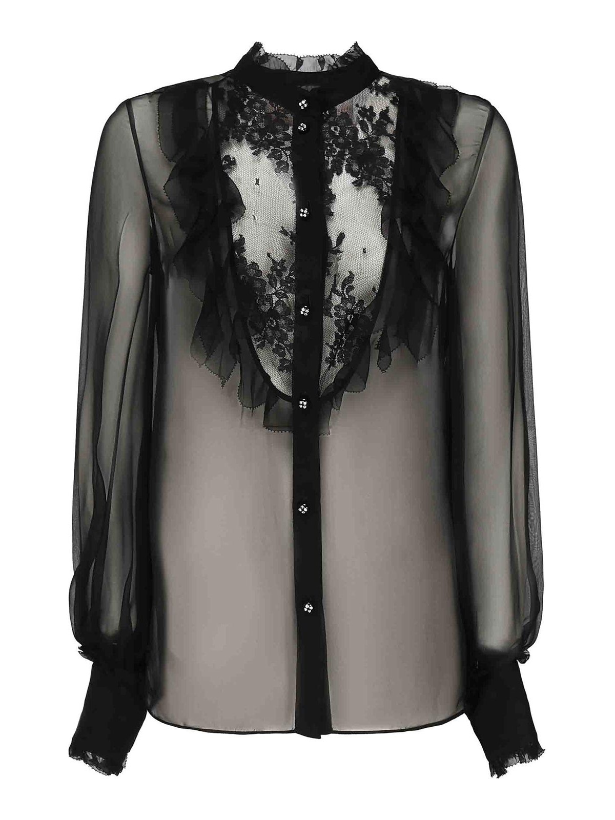 Valentino Silk Chiffon Blouse In Black