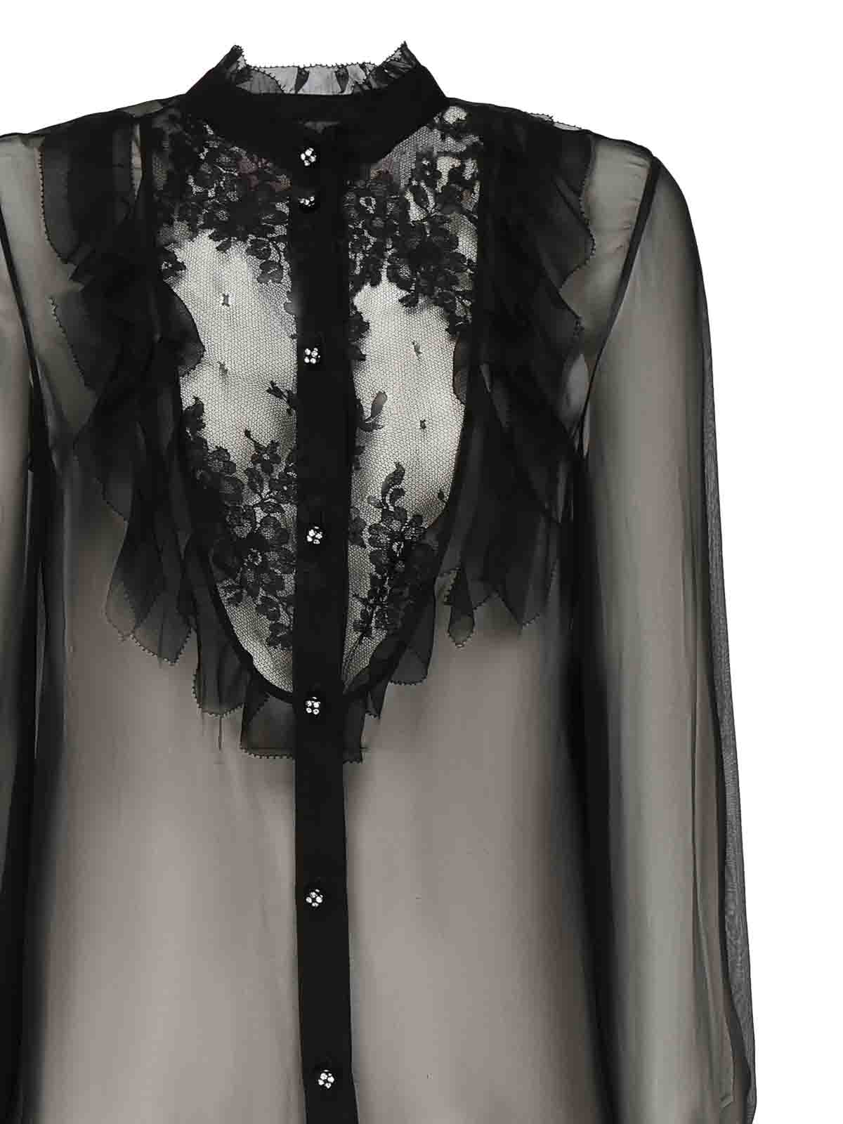 Valentino Silk Chiffon Blouse In Black