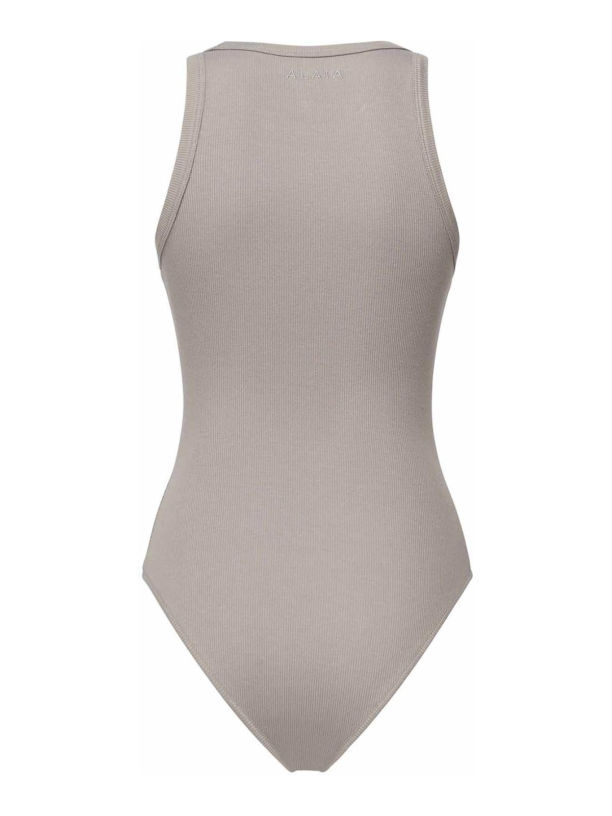 Alaïa Ribbed Bodysuit In Gray