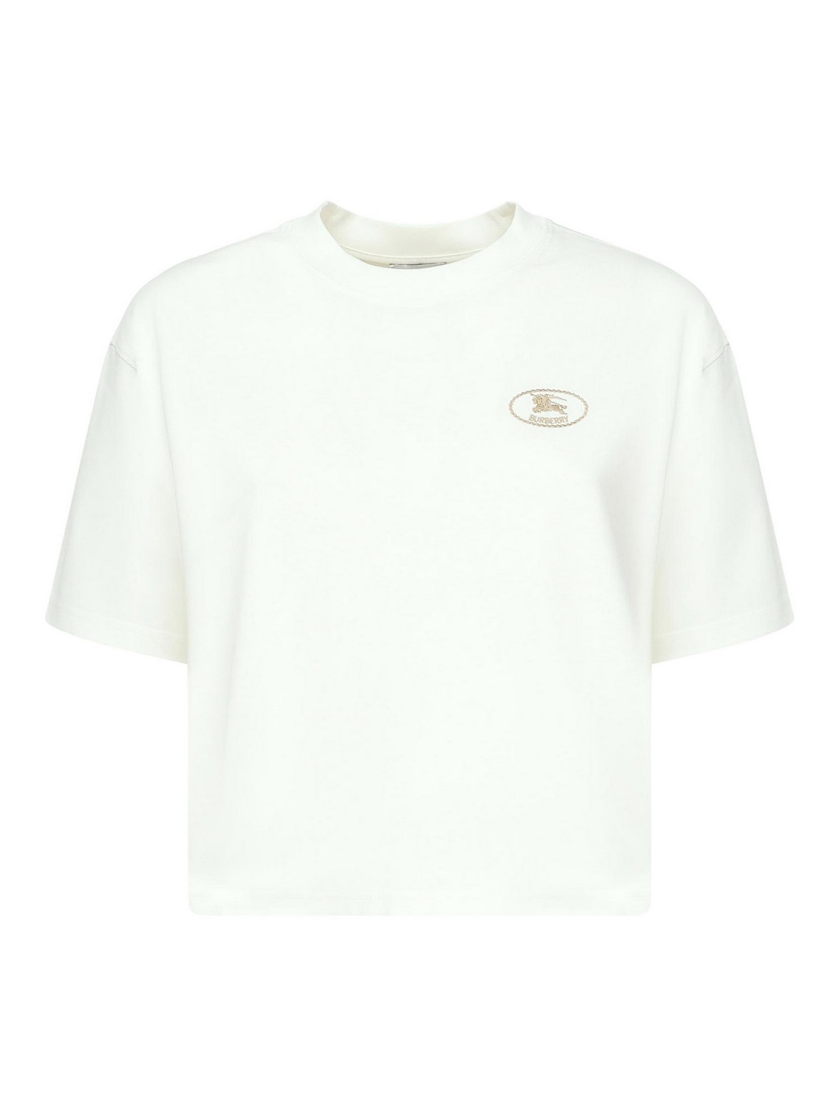 Burberry Cropped T-shirt With Logo In White