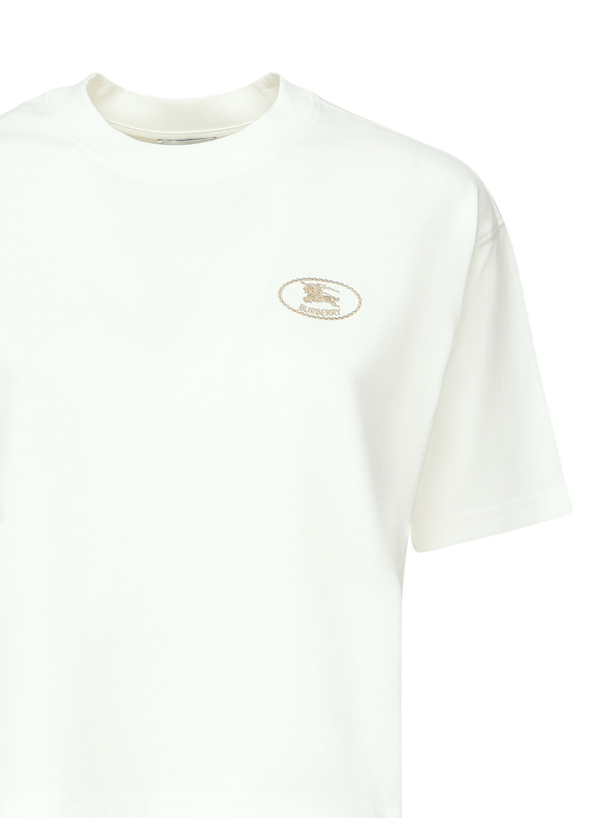 Burberry Cropped T-shirt With Logo In White