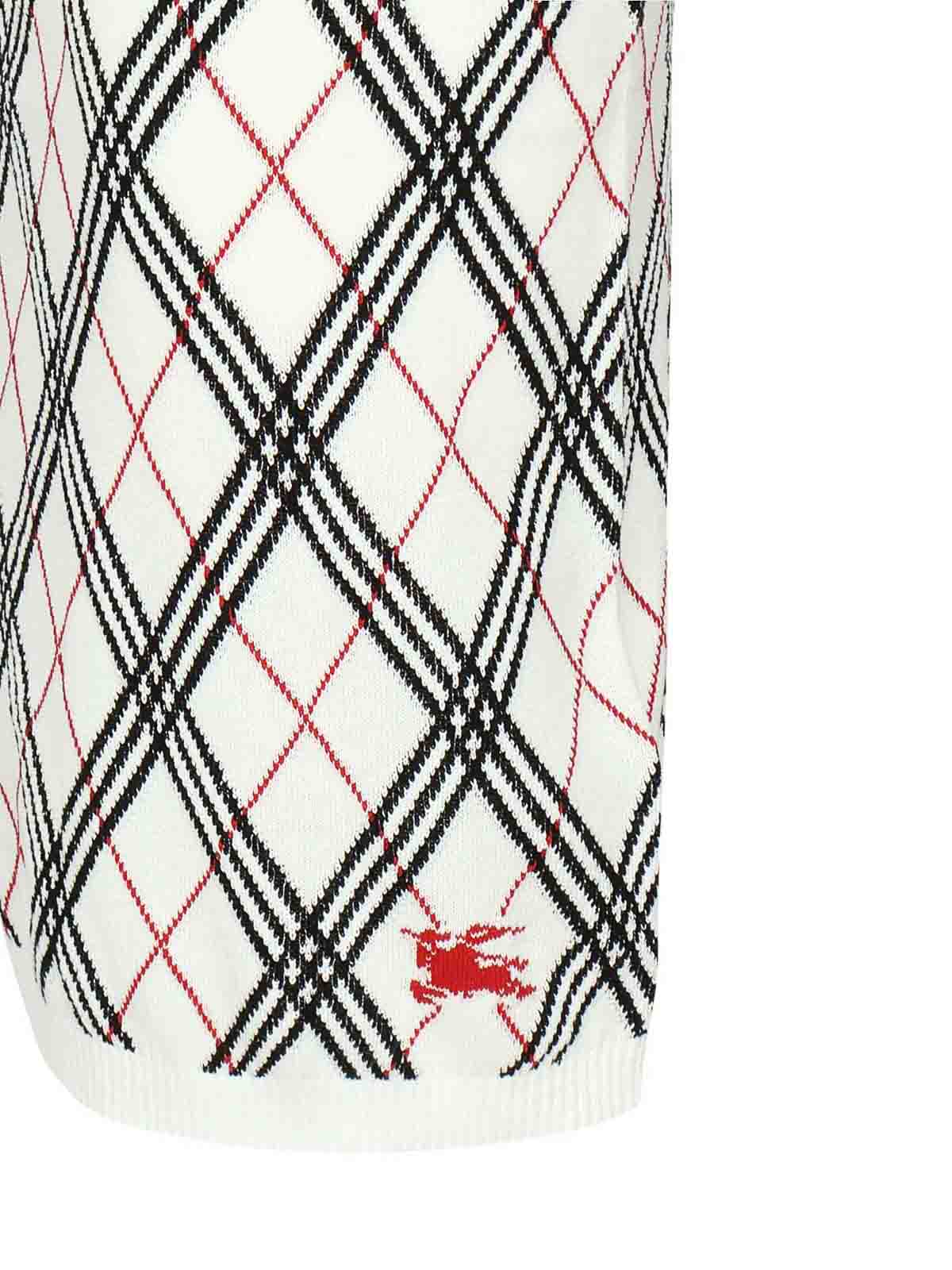 Burberry Argyle Check Midi Skirt In White