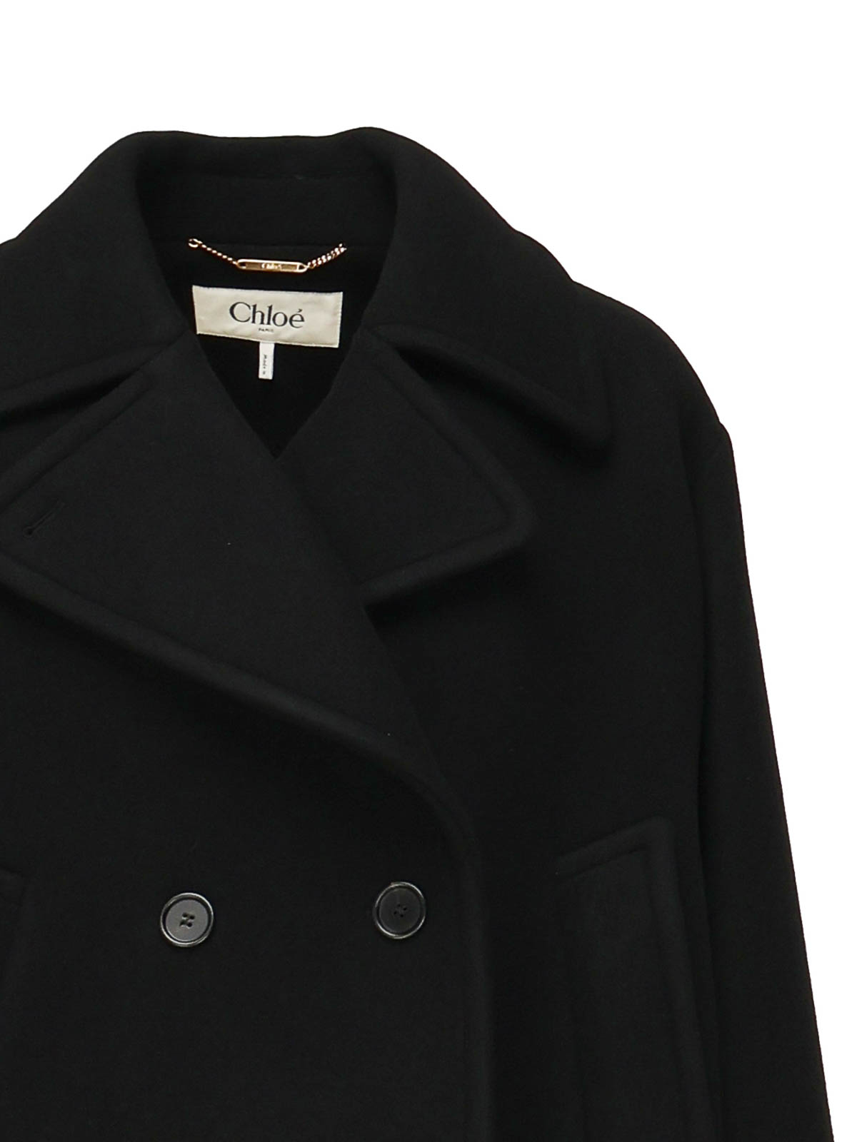 Chloé Short Wool Coat In Black