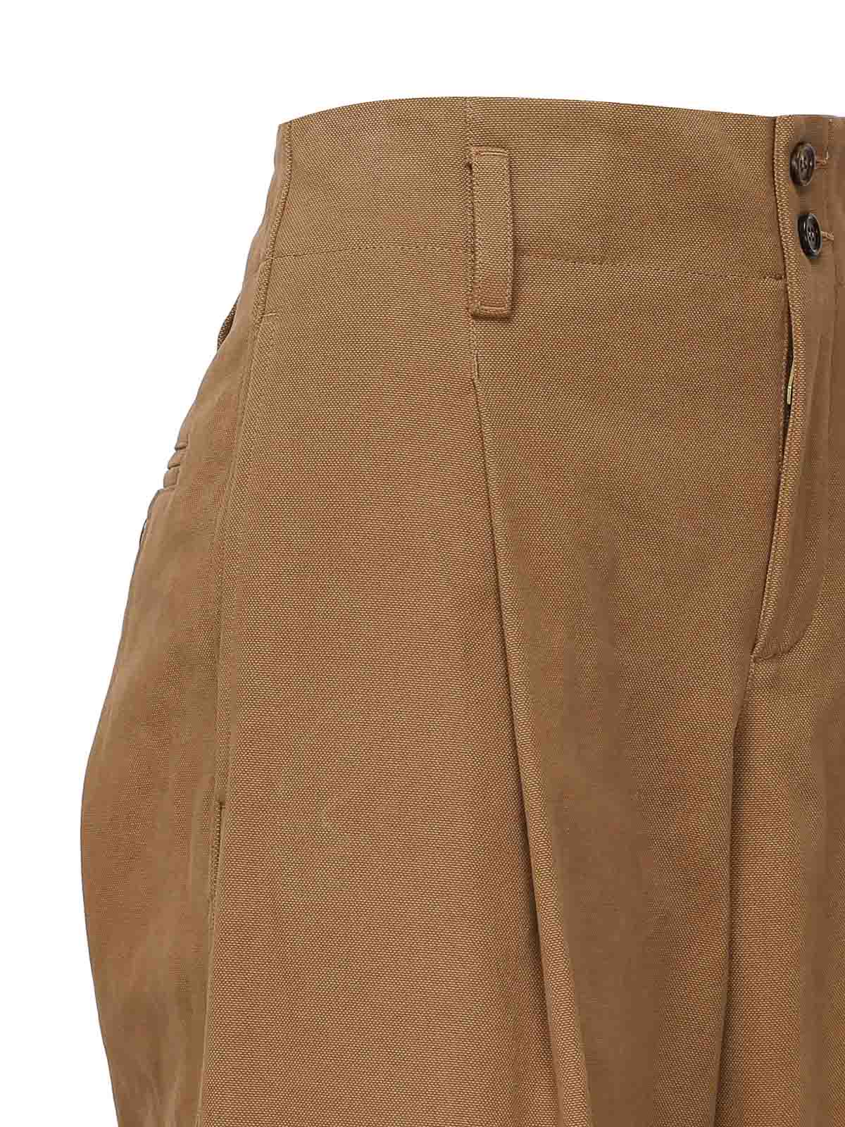 Chloé Wide Leg Canvas Trousers In Sand