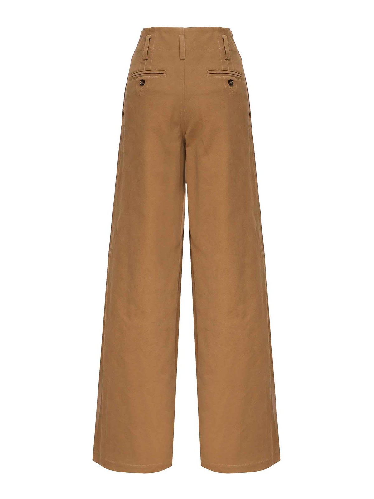 Chloé Wide Leg Canvas Trousers In Sand