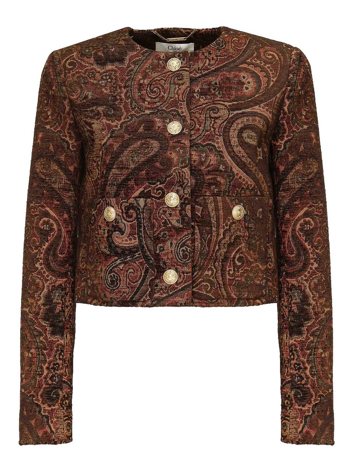 Chloé Cropped Jacquard Jacket In Multi