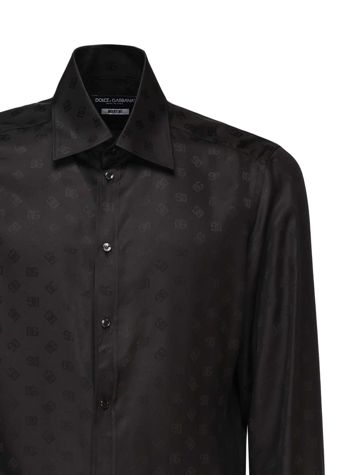 Dolce & Gabbana Jacquard Logo Short Sleeve Shirt In Black