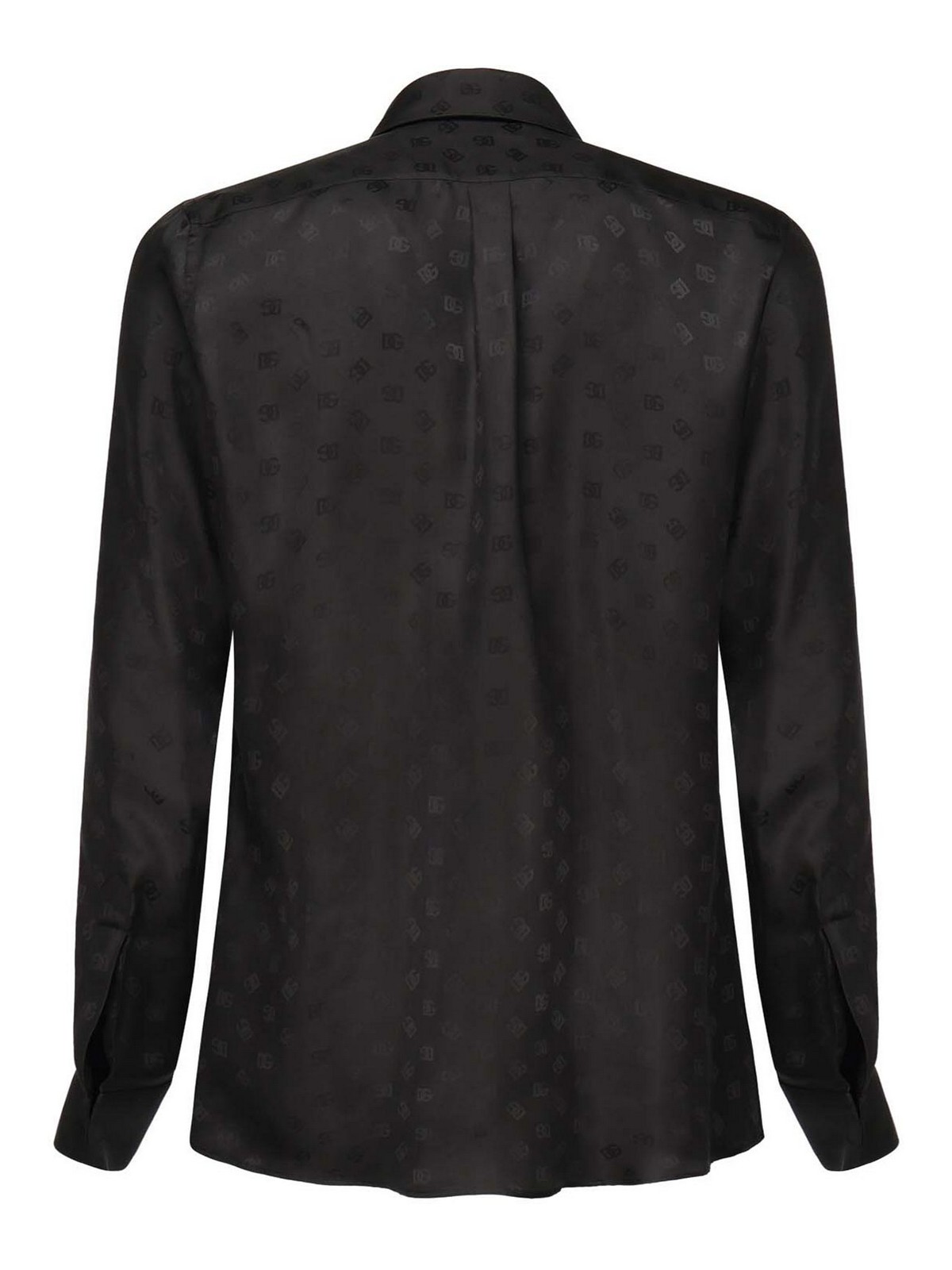 Dolce & Gabbana Jacquard Logo Short Sleeve Shirt In Black