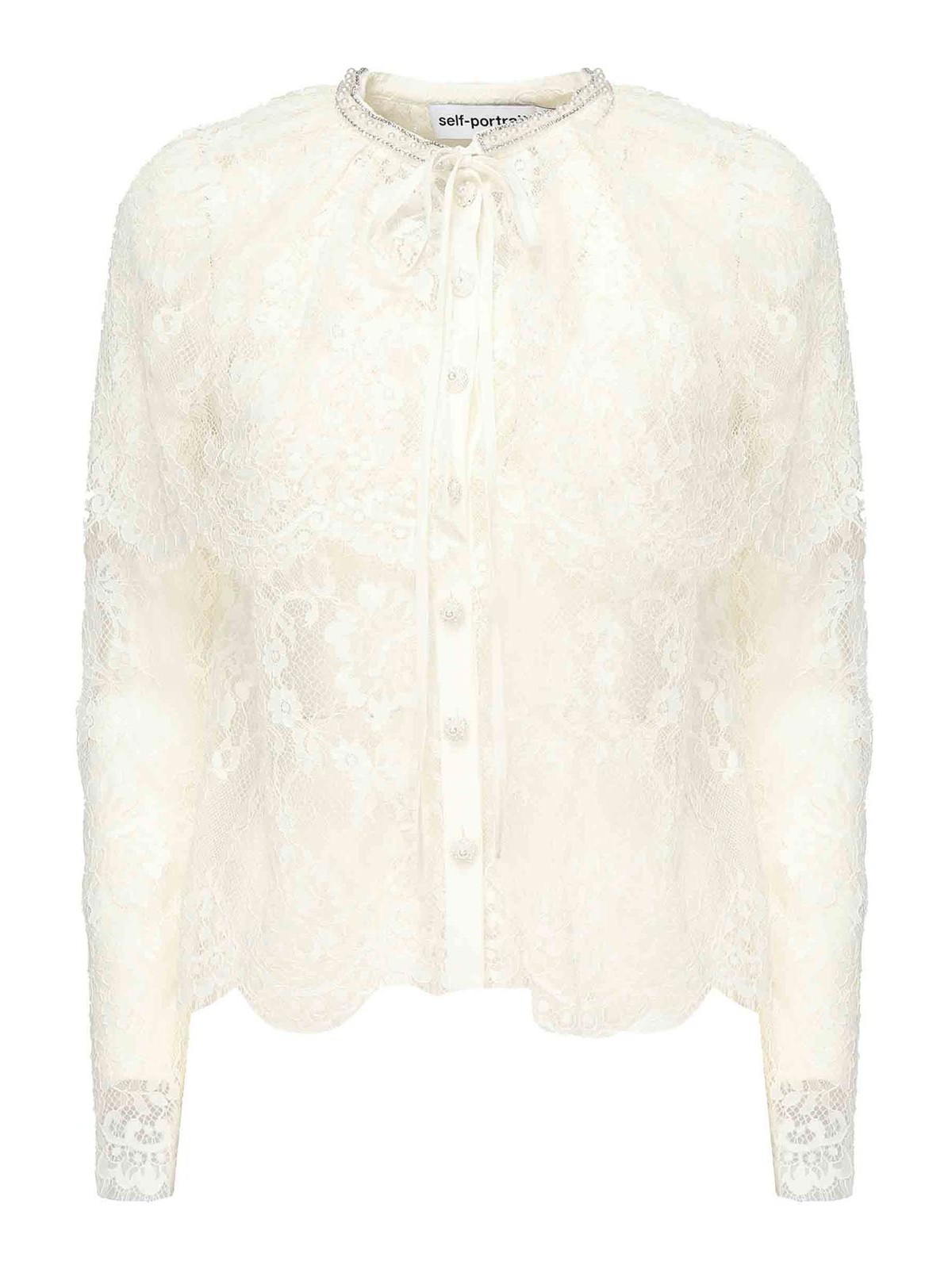 Self-portrait Lace Cape Top In White