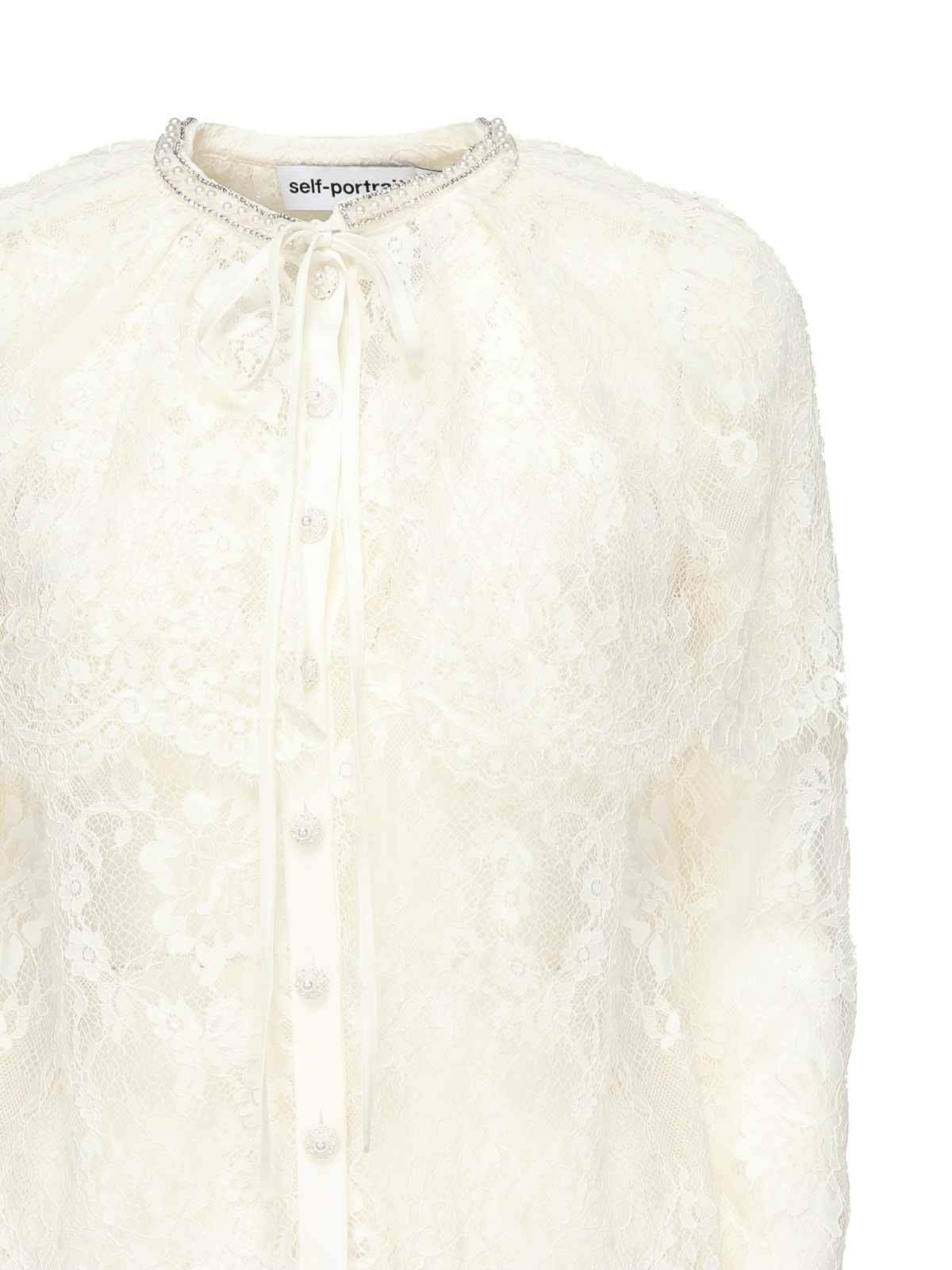 Self-portrait Lace Cape Top In White