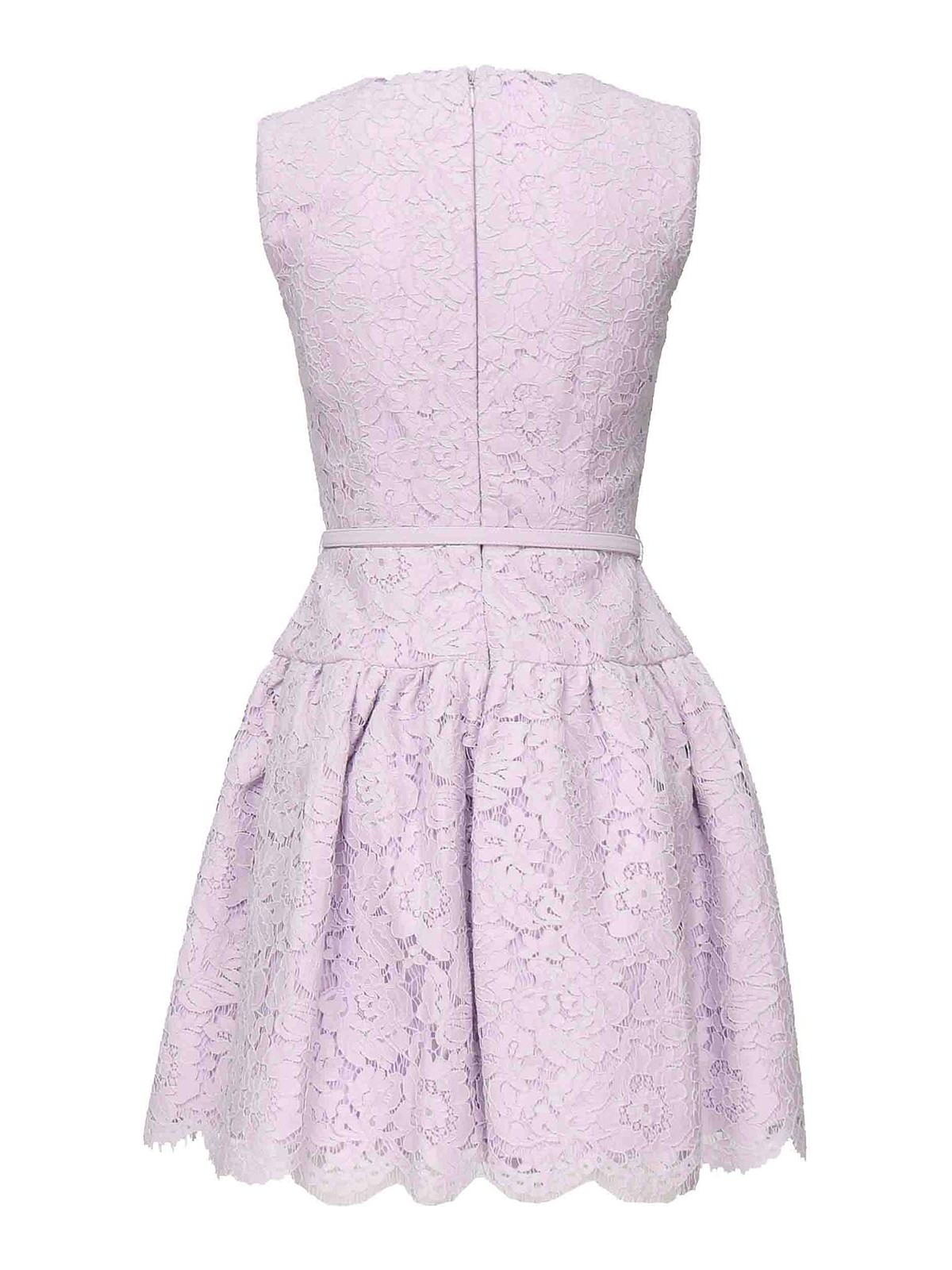 Self-portrait Sleeveless Lace Cotton Blend Mini Dress In Purple