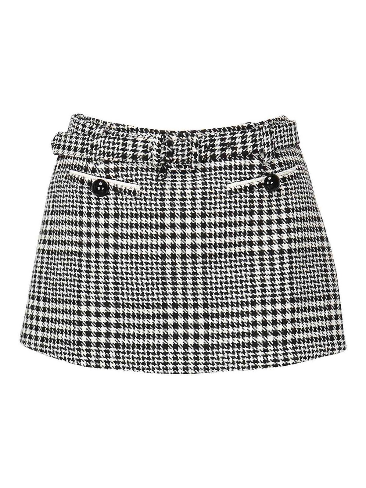 Self-portrait Pied-de-poule Skirt In Black