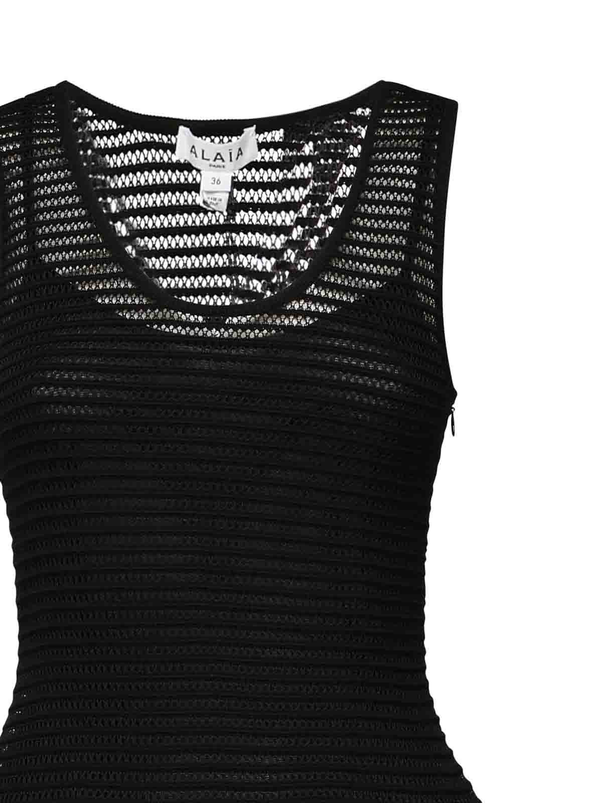 Alaïa Crinoline Knit Short Dress In Black