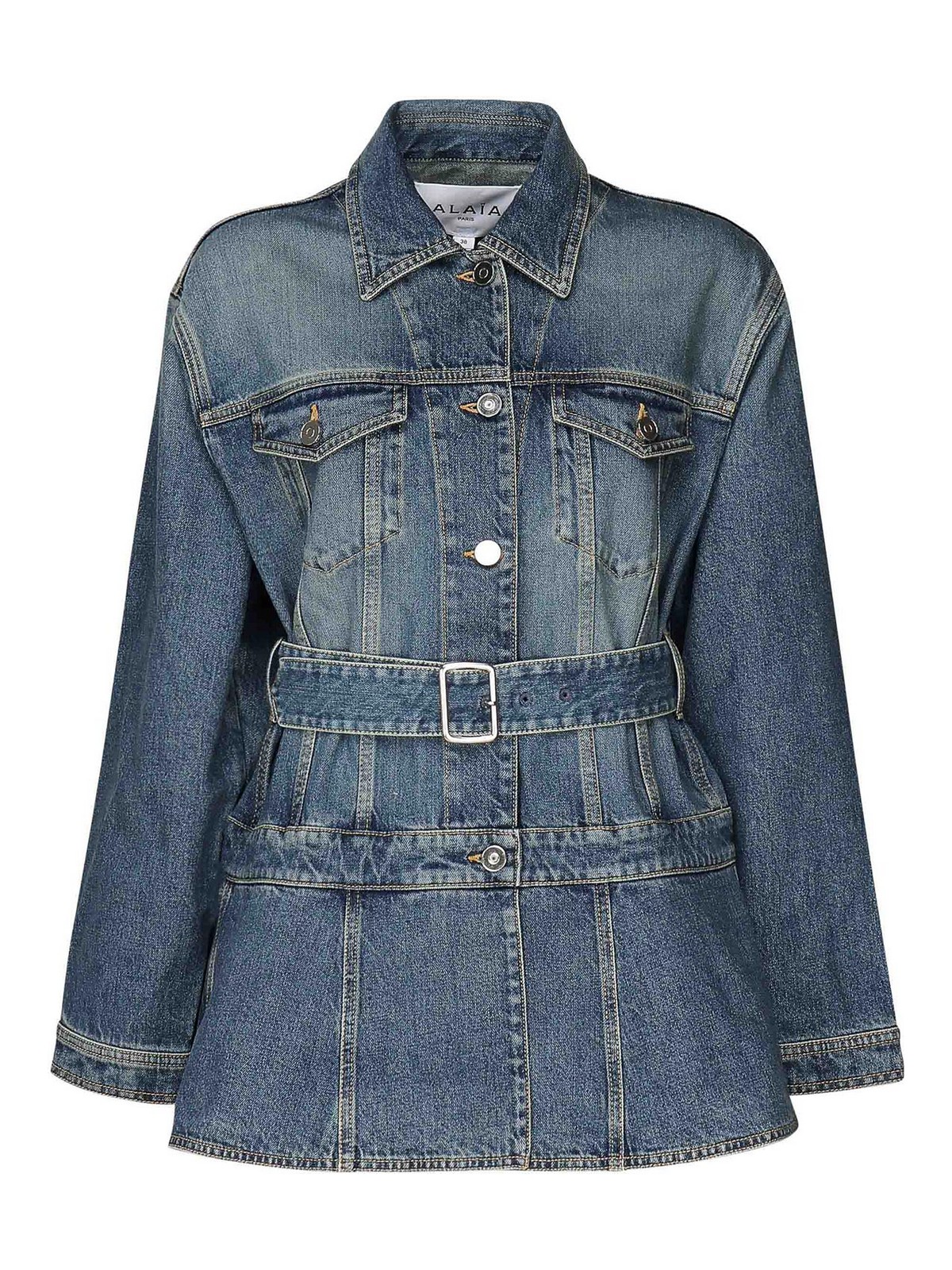 Alaïa Denim Jacket With Baschina In Blue