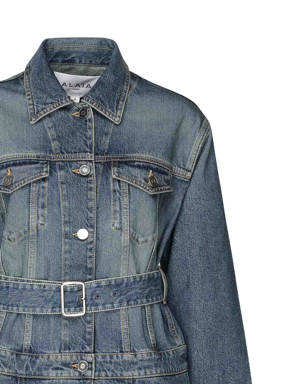 Alaïa Denim Jacket With Baschina In Blue