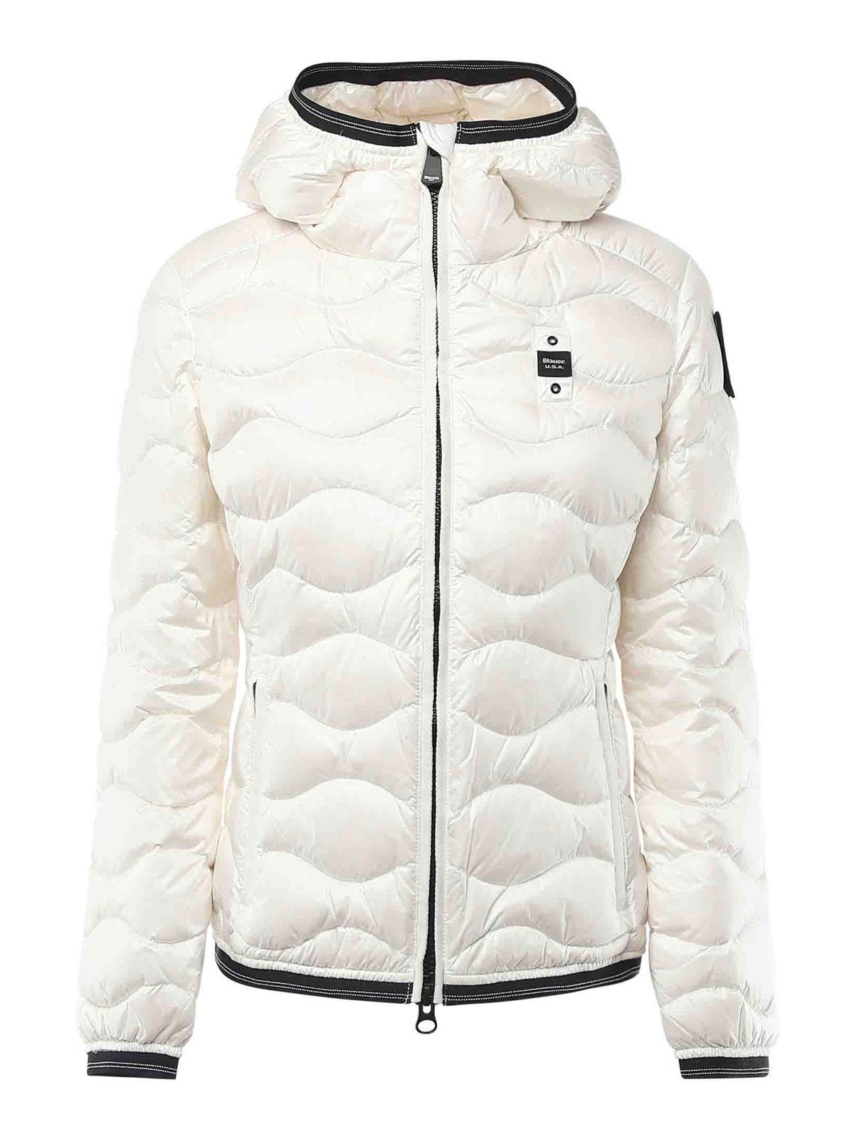 Blauer Wave Pattern Down Jacket Camelia In White