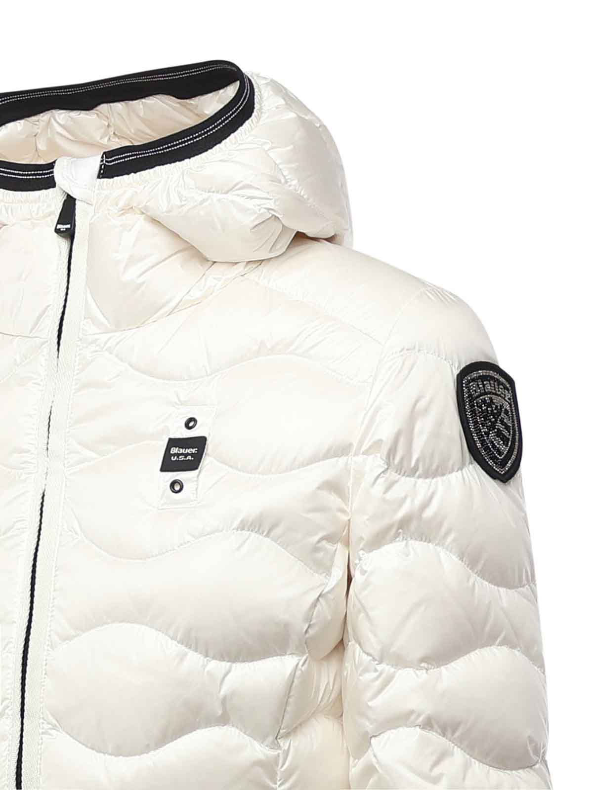 Blauer Wave Pattern Down Jacket Camelia In White