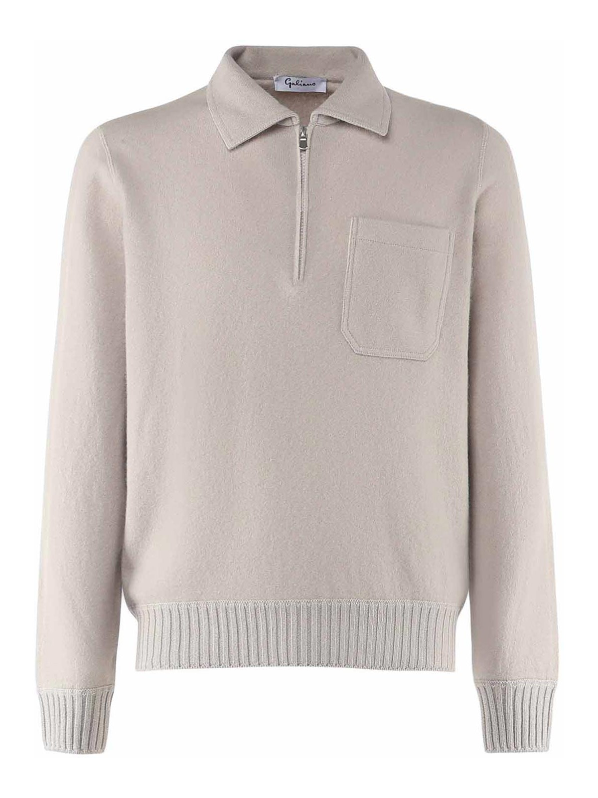 Giuliano Galiano Virgin Wool Polo Shirt In Neutral