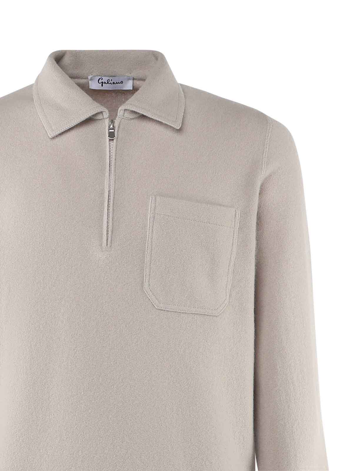 Giuliano Galiano Virgin Wool Polo Shirt In Neutral