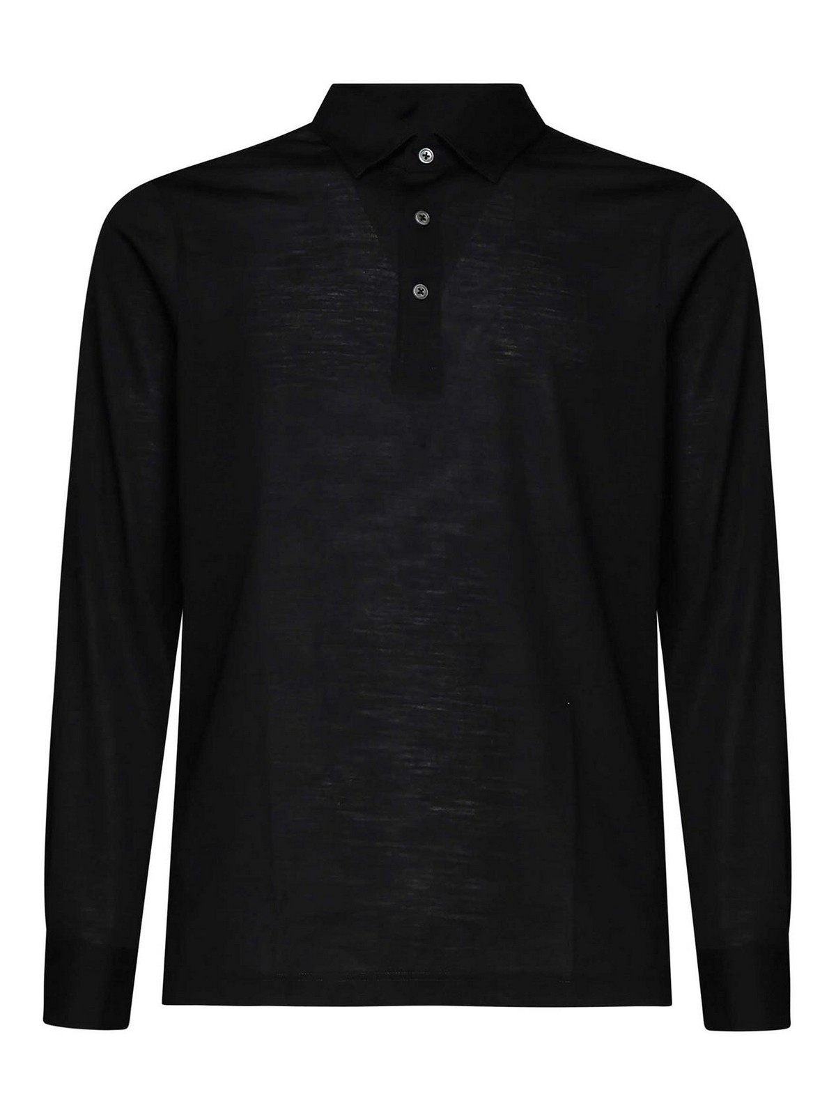 Giuliano Galiano Long-sleeved Knitted Polo Shirt In Black