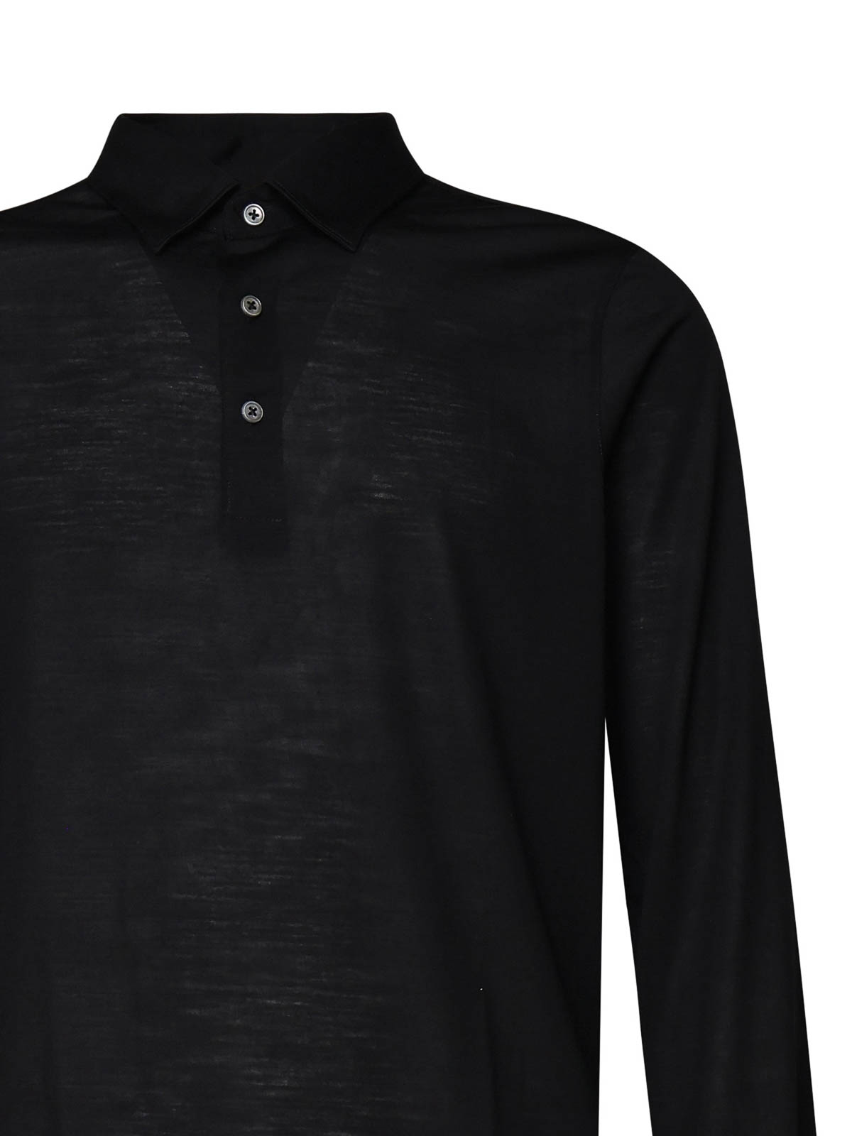 Giuliano Galiano Long-sleeved Knitted Polo Shirt In Black