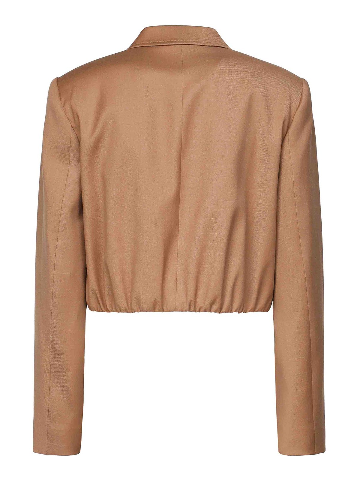 Pinko Short Single-breasted Wool Flannel Blazer In Brown