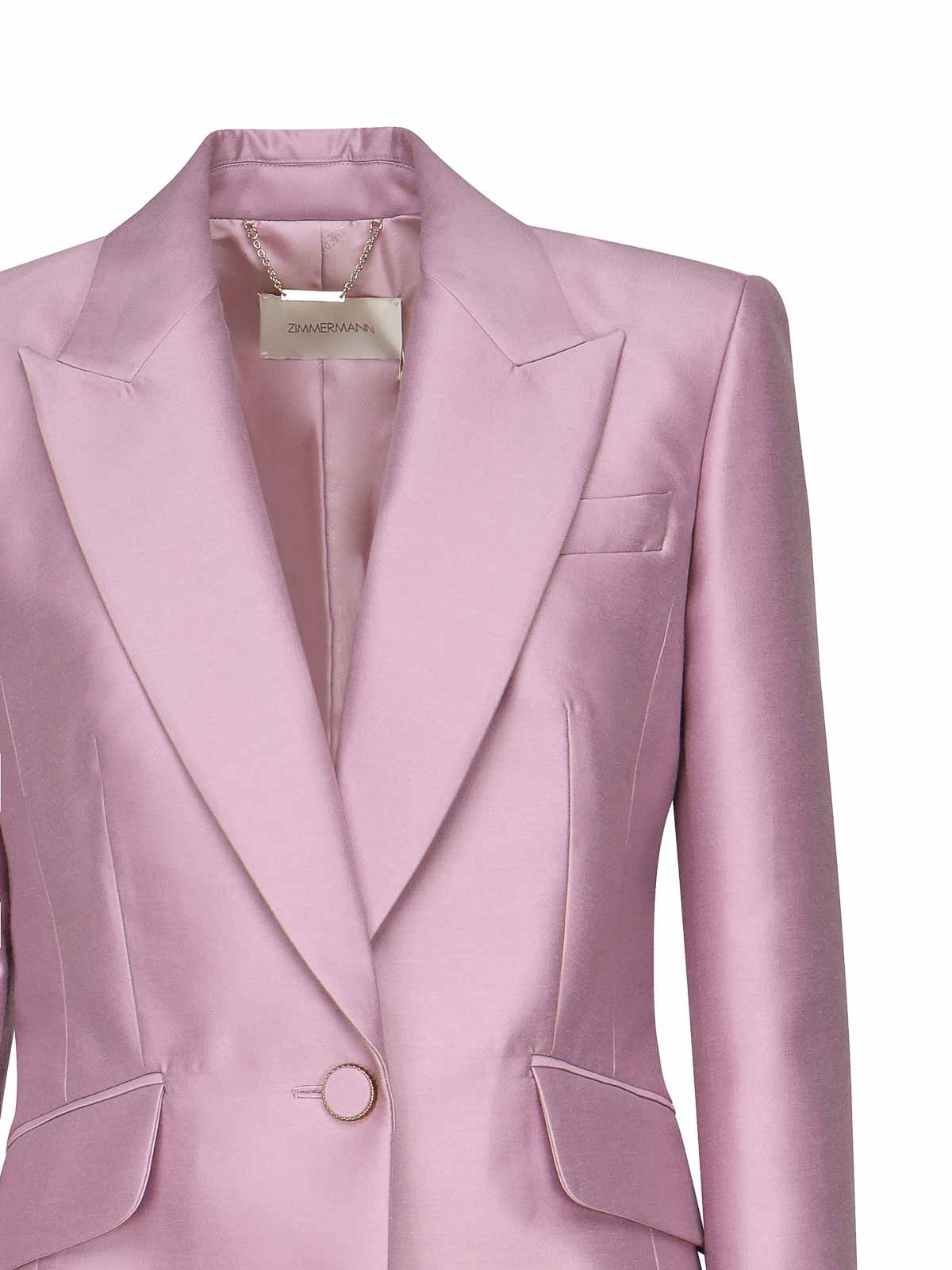 Zimmermann Single-breasted Jacket In Wool And Silk In Purple