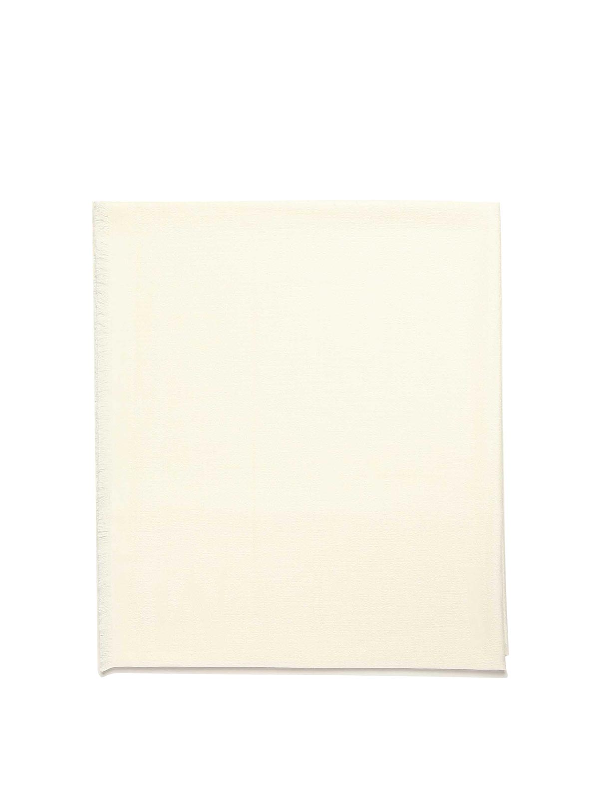 Max Mara Curvone Wool And Silk Shawl In White